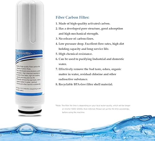Miniatura 3 de Filtro activo interno del carbón del reemplazo para la máquina alcalina del purificador del ionizador del agua PH3.5~10.5 solamente