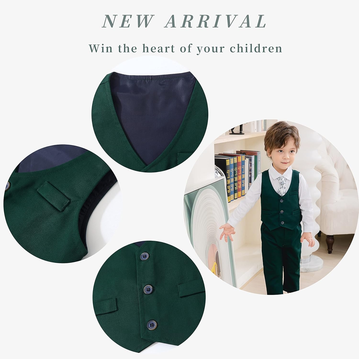 Baby Boy Gentleman Set with Dress Shirt+Bow Tie+Vest and Pants 3PC Set