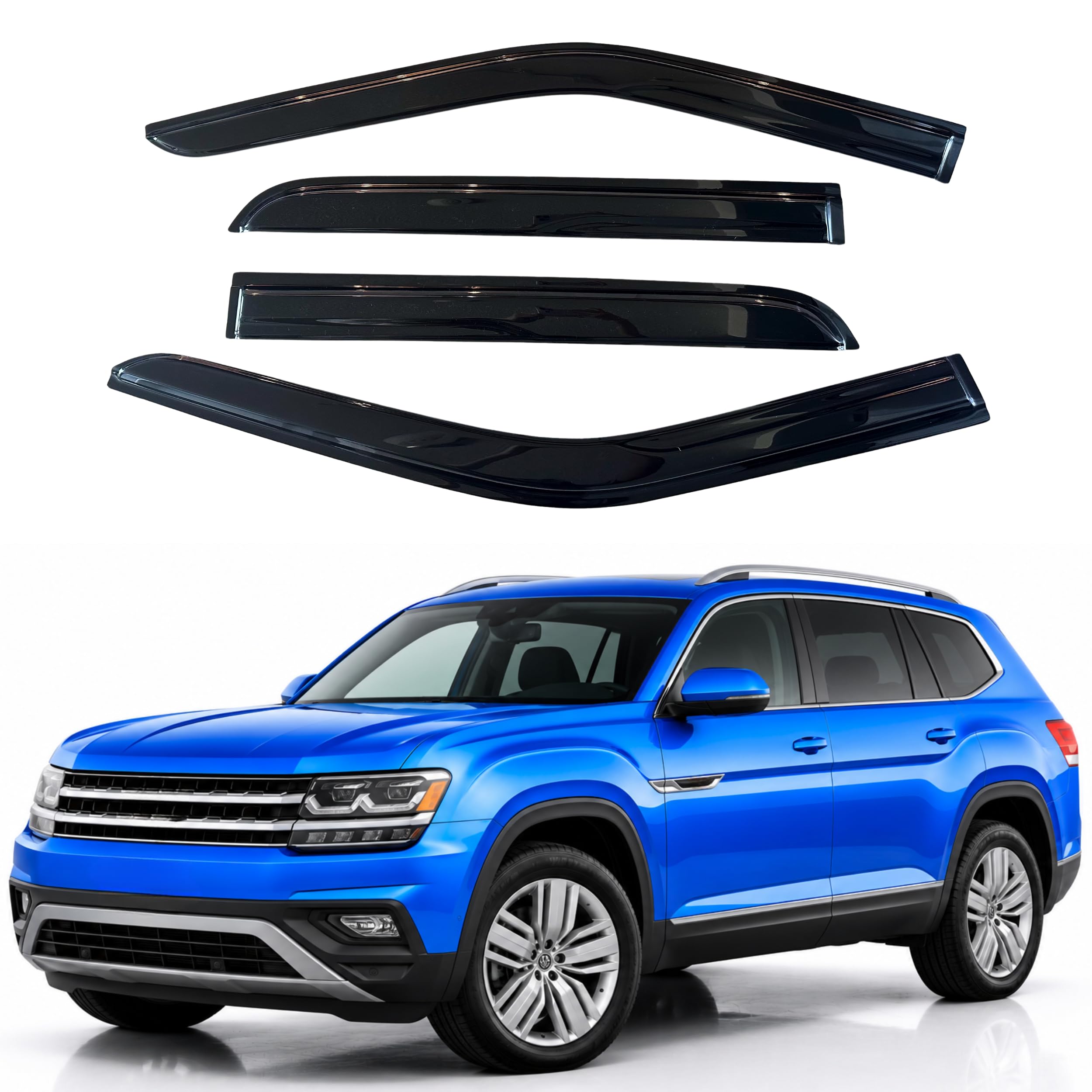 IG Window Visors Fit for 2018-2026 Volkswagen Atlas, Out-Channel Rain Guards Vent Wind Deflectors 4PC, Car Accessories for 18-26 VW Atlas (Not for Atlas Cross Sport)