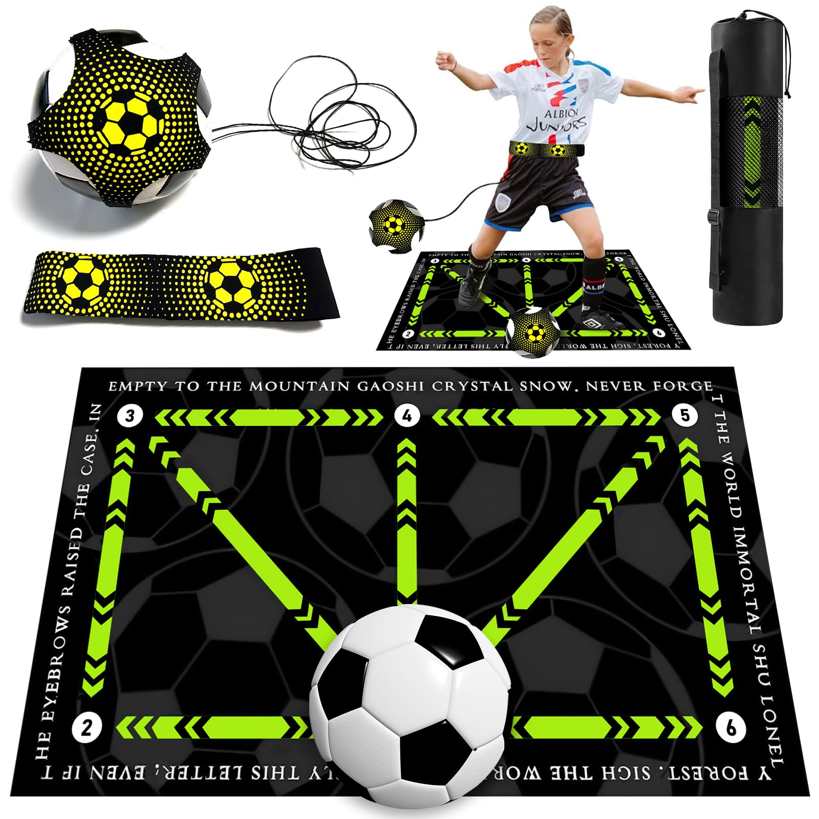 Tappetino da Allenamento per Calcio Kit Allenamento Calcio Trainer da Calcio Cintura da Allenamento Tappetino da Calcio Antiscivolo Accessori Allenamento Calcio per Allenamento Calcio (verde)