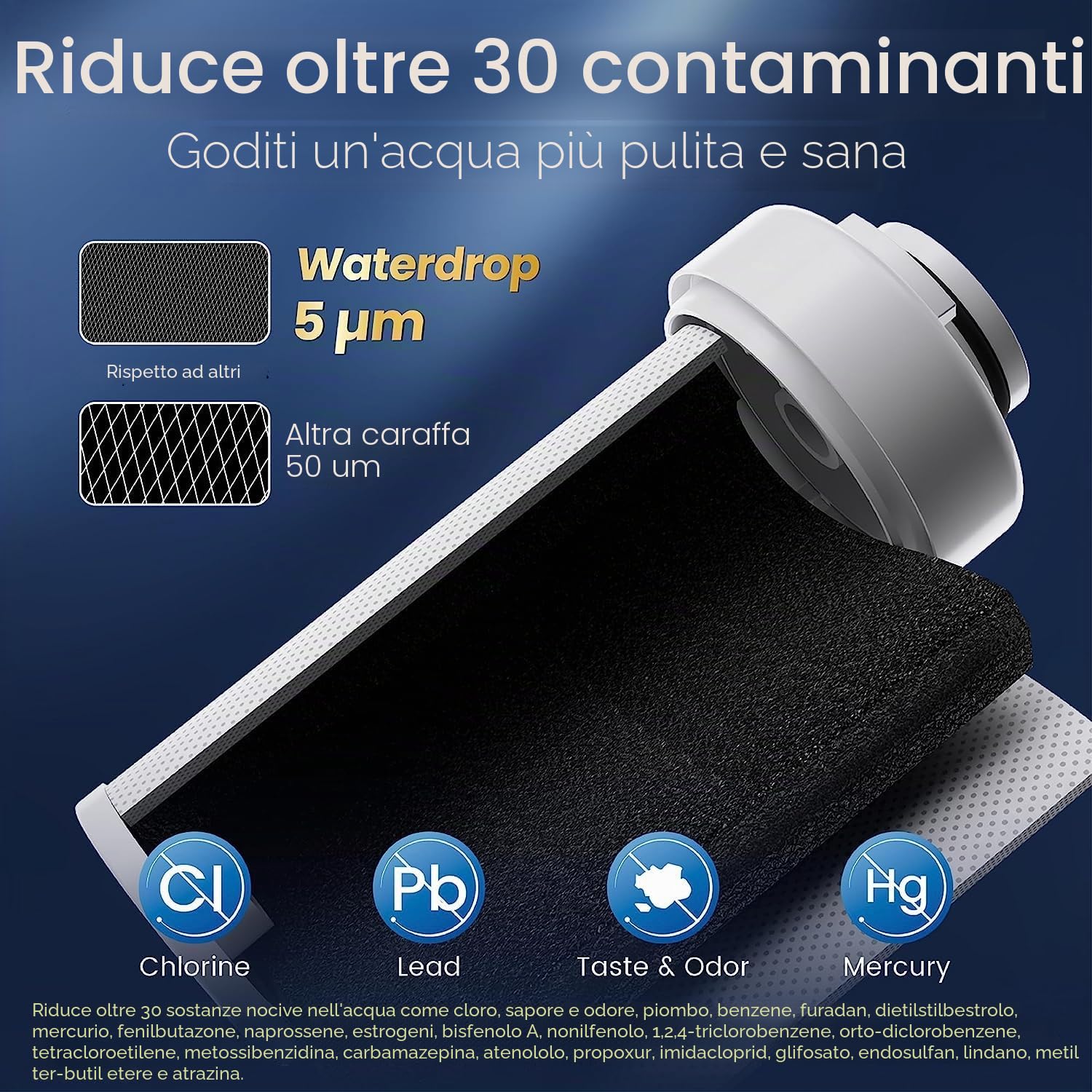 Waterdrop WD-EDF - Filtri di ricambio per tutte le caraffe filtranti per acqua istantanea Waterdrop WD-ED01W, WD-ED01B, durano fino a 3 mesi o 757 litri (confezione da 3)