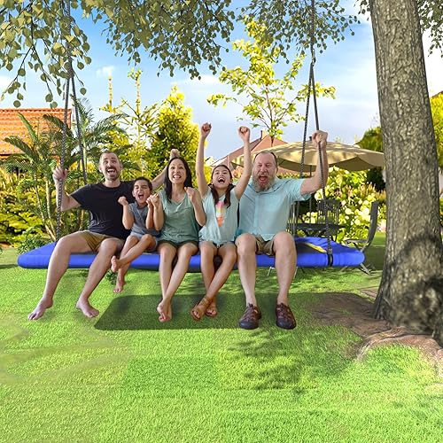 Miniatura 7 de Columpio de árbol de plataforma rectangular de 60 pulgadas para niños y adultos, columpio gigante con correa ajustable para colgar, tela de