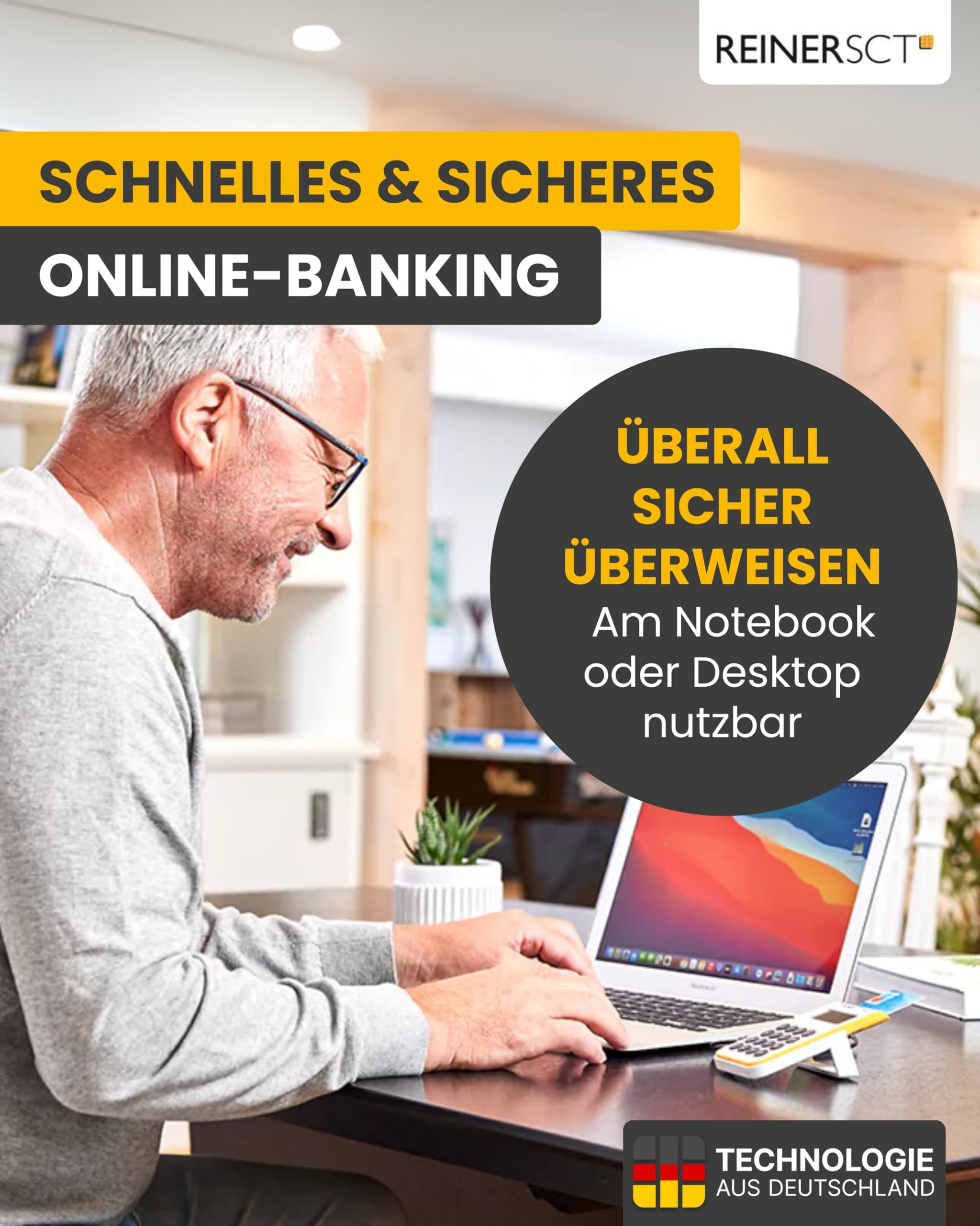 REINER SCT cyberJack one I Chipkartenleser für HBCI/FinTS, EBICS & TAN-Generator I Kartenlesegerät für Online-Banking & elektronische Signatur I Card Reader mit USB-Anschluss I