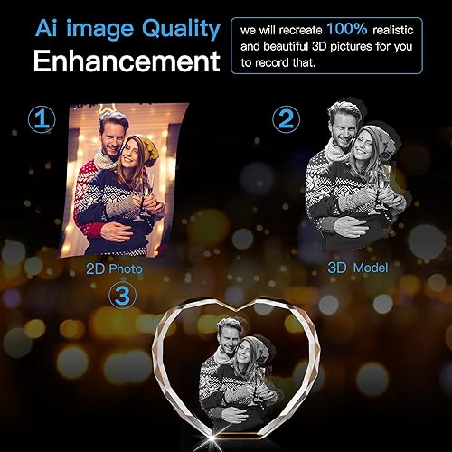 Miniatura 6 de YSPQBY Foto de cristal 3D personalizada, regalos personalizados para el día de San Valentín para mujeres, esposa, novia, ella, él, mamá, papá, gran