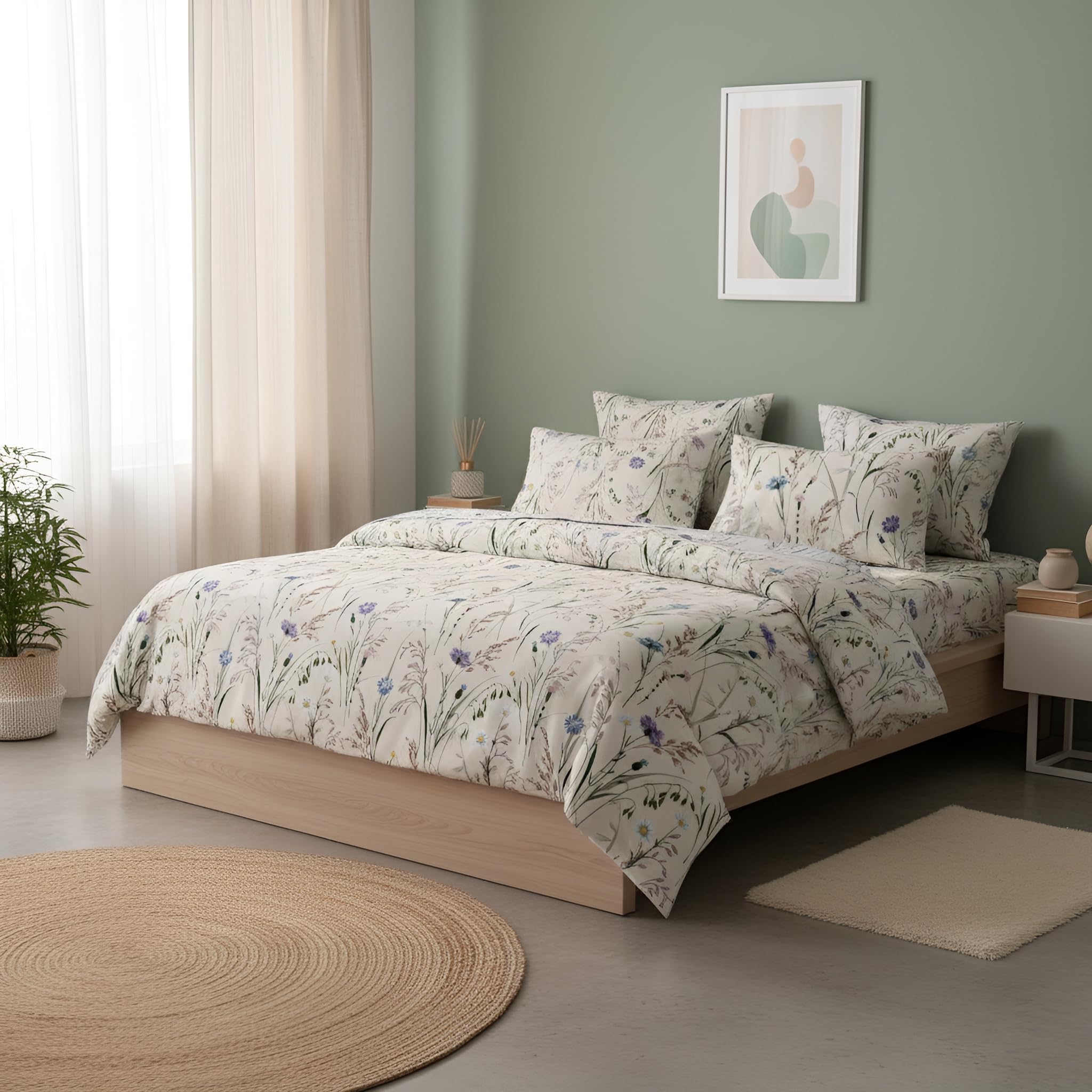 Super Soft King Size Comforter Set - Ivory Wildflower -3 Super Soft King Size Comforter Set - Ivory Wildflower -3