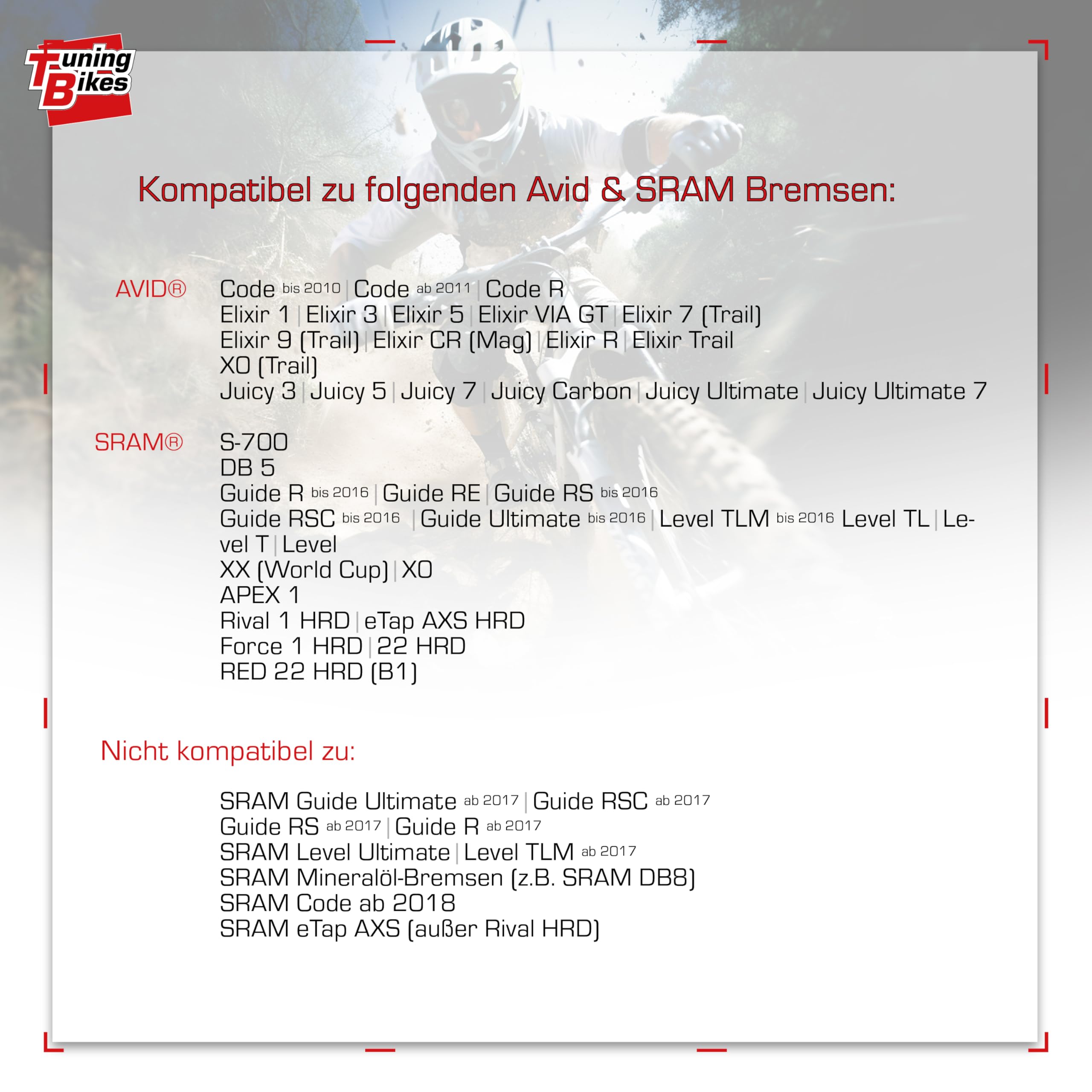 TB Entlüftungskit für SRAM/Avid hydraulische Scheibenbremsen - Service Kit inkl. DOT 5.1 Bremsflüssigkeit - Bleed Kit für Bremsen wie Avid Elixir SRAM Code etc.