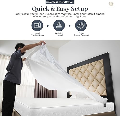 Miniatura 7 de Colchón de espuma individual de 6 pulgadas, soporte reflejo de alta densidad, espuma viscoelástica cómoda, ecológica y transpirable, sensación firme