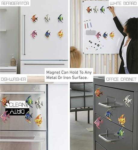 Miniatura 4 de CoTa Global Angelfish - Juego de 6 imanes para refrigerador, varios colores, divertidos y lindos imanes de cabeza de animales para nevera de cocina,