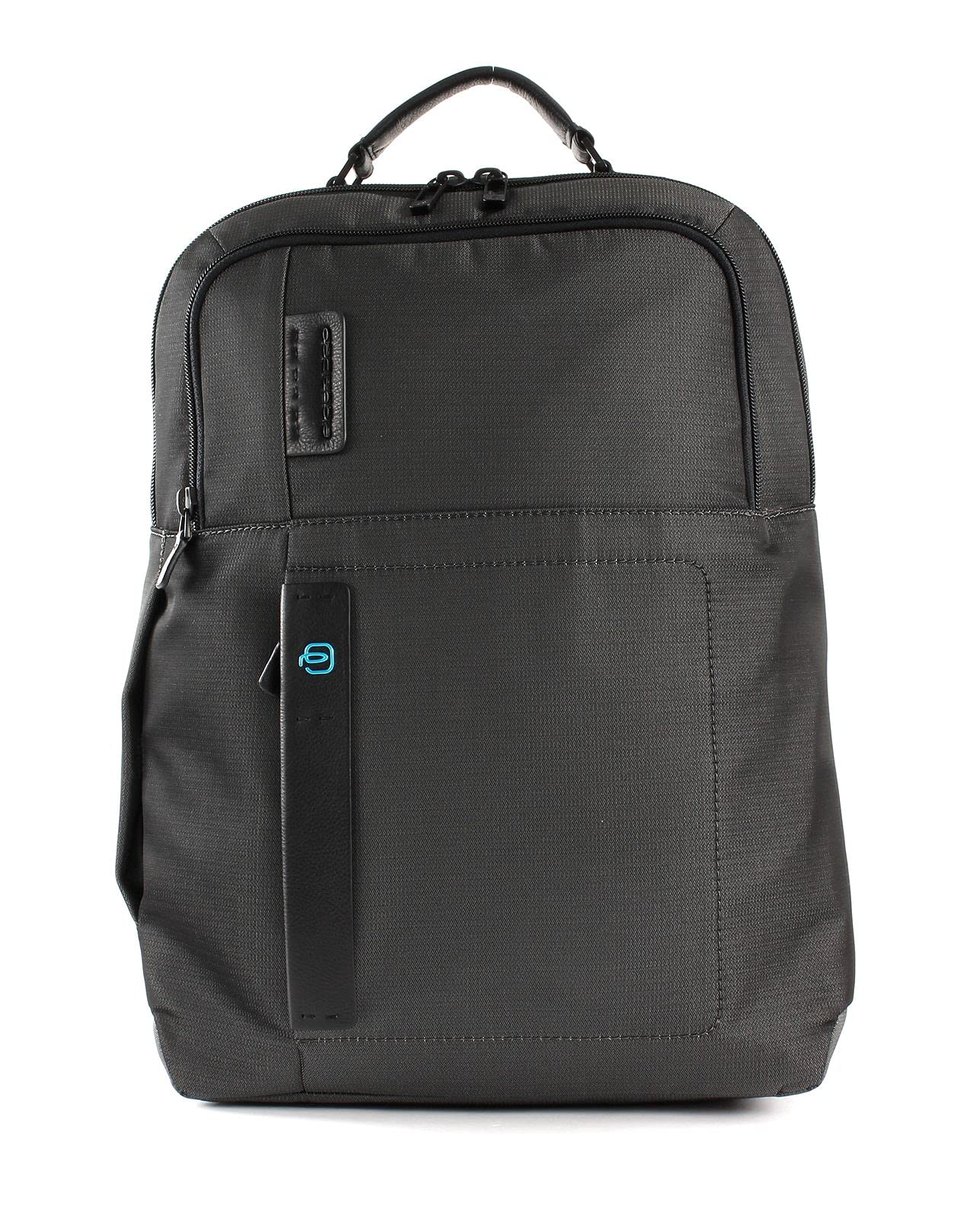 PIQUADRO P16 Large Leather and Fabric Backpack, grey, Taglia unica, Business