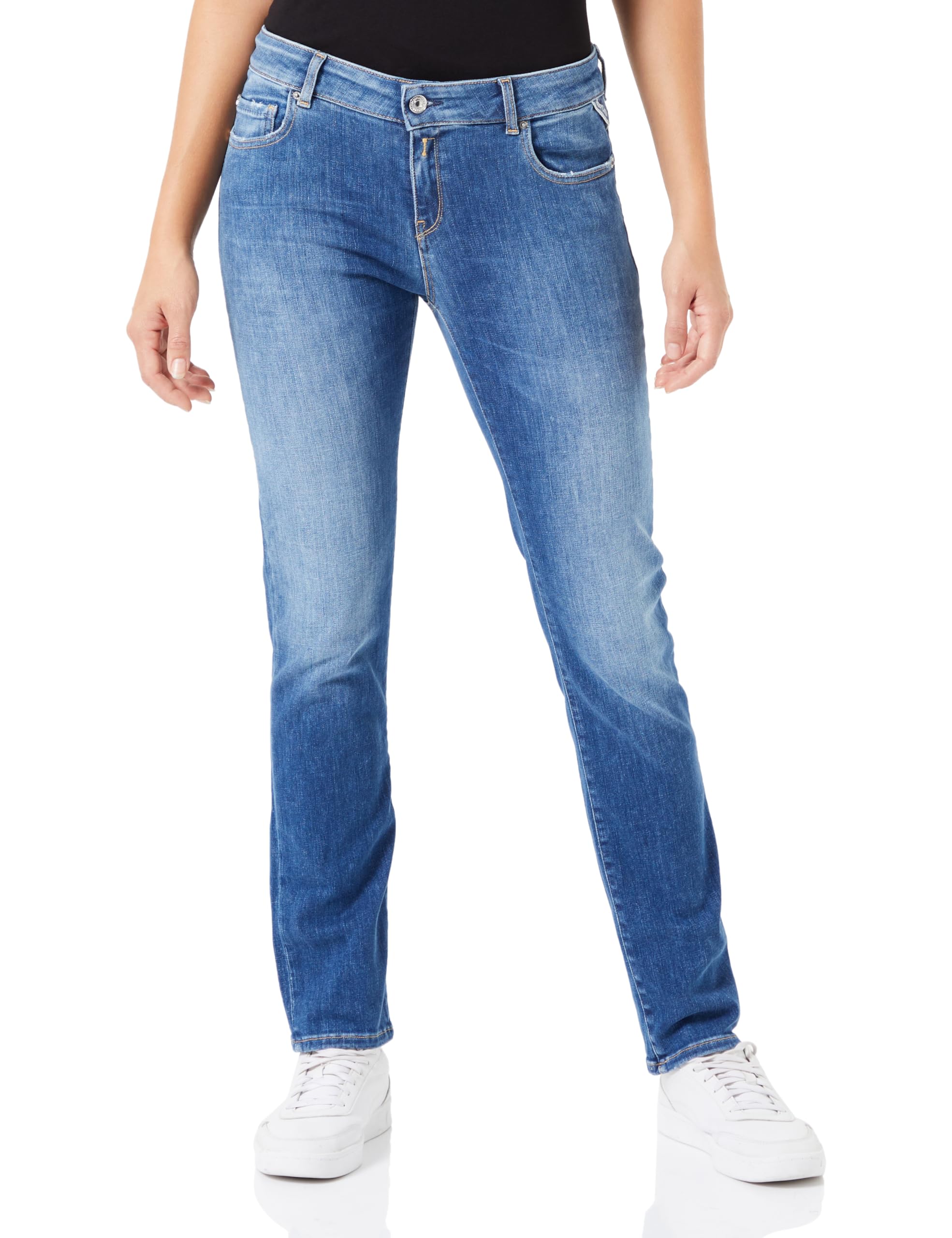 Replay Damen Jeans Faaby Slim-Fit, Medium Blue 009 (Blau), 23W / 28L