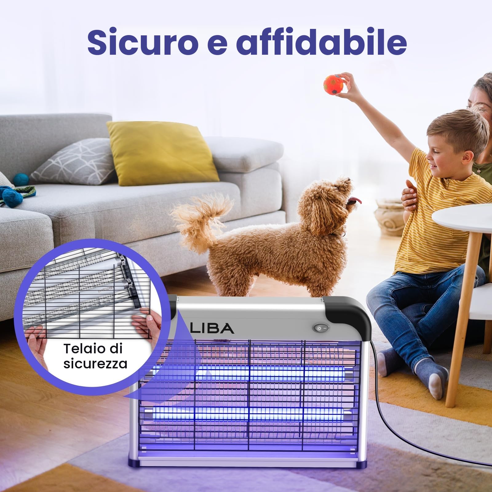 Liba Lampada Antizanzare, Lampe Anti Moustique 20W Eliminatore Elettrico di Insetti Acchiappamosche per Zanzare, Mosche, Repellente per Interni con 2 Lampadine di Ricambio e Vassoio Lavabile
