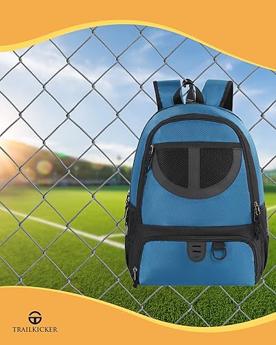 Miniatura 7 de TRAILKICKER Mochila de malla negra de baloncesto para fútbol, voleibol, bolsa de fútbol con compartimento para pelotas y zapatos para niños, niñas,