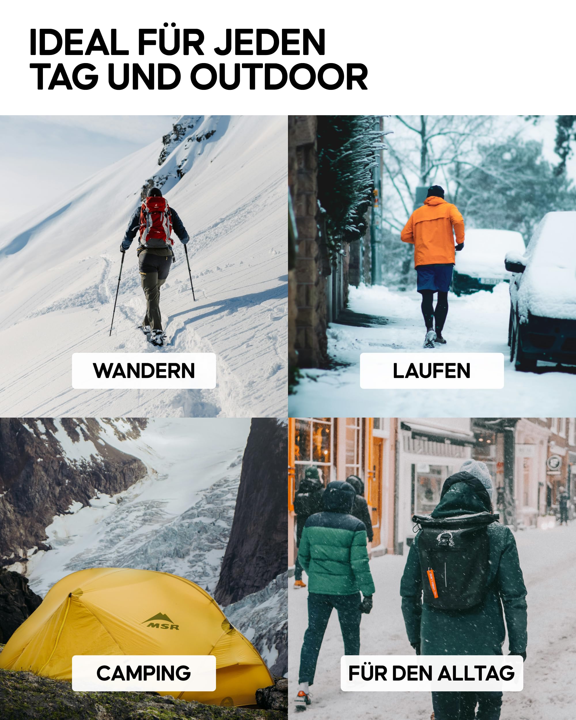 DANISH ENDURANCE Merinowolle Mütze mit Fleece Warme Wintermütze Stretchy Bequem Beanie