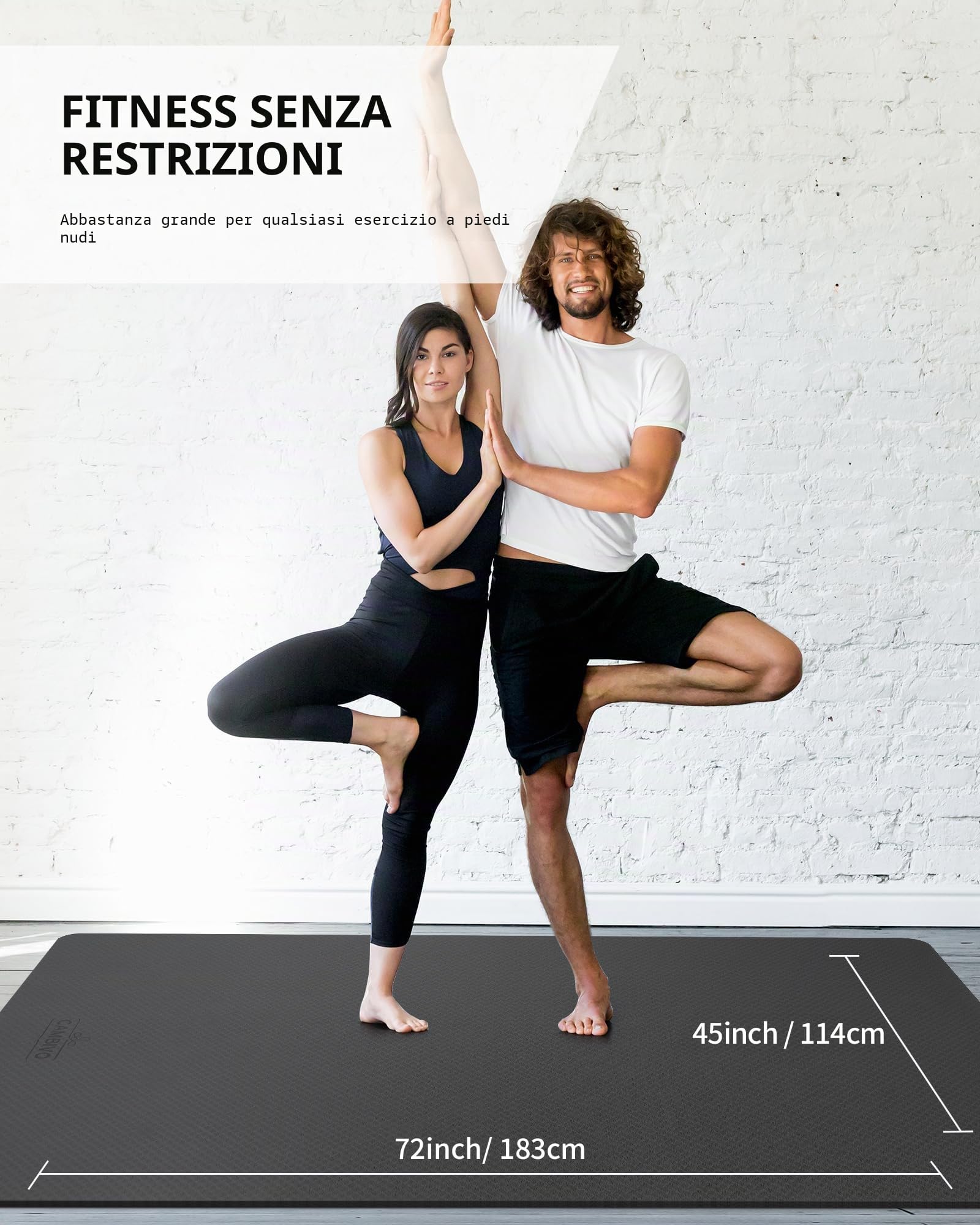 CAMBIVO Tappetino da yoga grande, grande 183 x 122 cm, TPE tappetino da palestra antiscivolo, tappetino da pavimento per fitness, pilates, esercizio