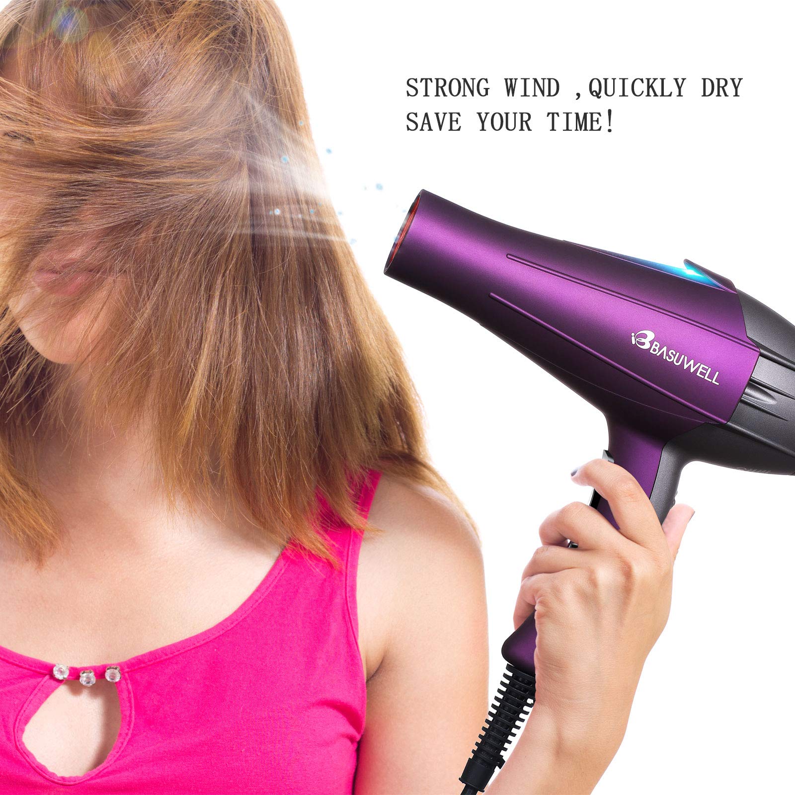 Secador Pelo Profesional 2100W ionico Secador de Pelo con AC motor con 2 Velocidades y 3 Temperatura,concentrador y difusor incluidos, para Hogar y Peluqueria-púrpura (púrpura)