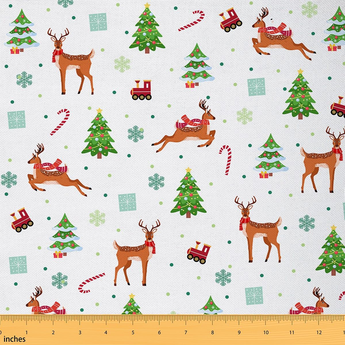 Christmas Upholstery Fabric Xmas Elk Deer Fabric by The Yard for Kids Outdoor Fabric Merry Christmas Tree Decor Waterproof Outdoor Fabric Snowflake Outdoor Fabric 5 Yards (L460*W150cm) — image 1