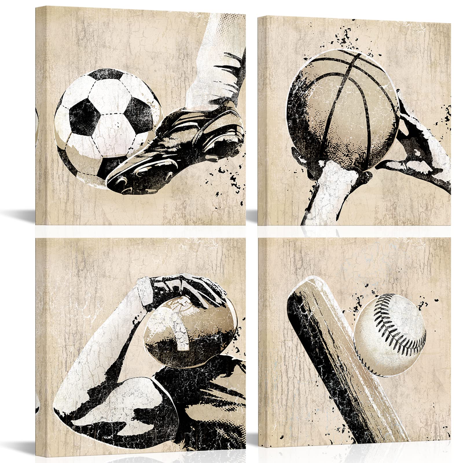 LoveHouse Sports Wall Decor Boy Room Sports Wall Art Basketball Football Soccer Baseball Pictures