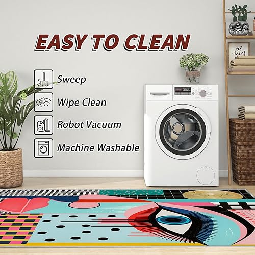 Miniatura 3 de Alfombras abstractas para sala de estar, 8 x 10, alfombra abstracta, alfombra de 4 x 6 pies, geométrica multicolor, alfombra artística colorida y