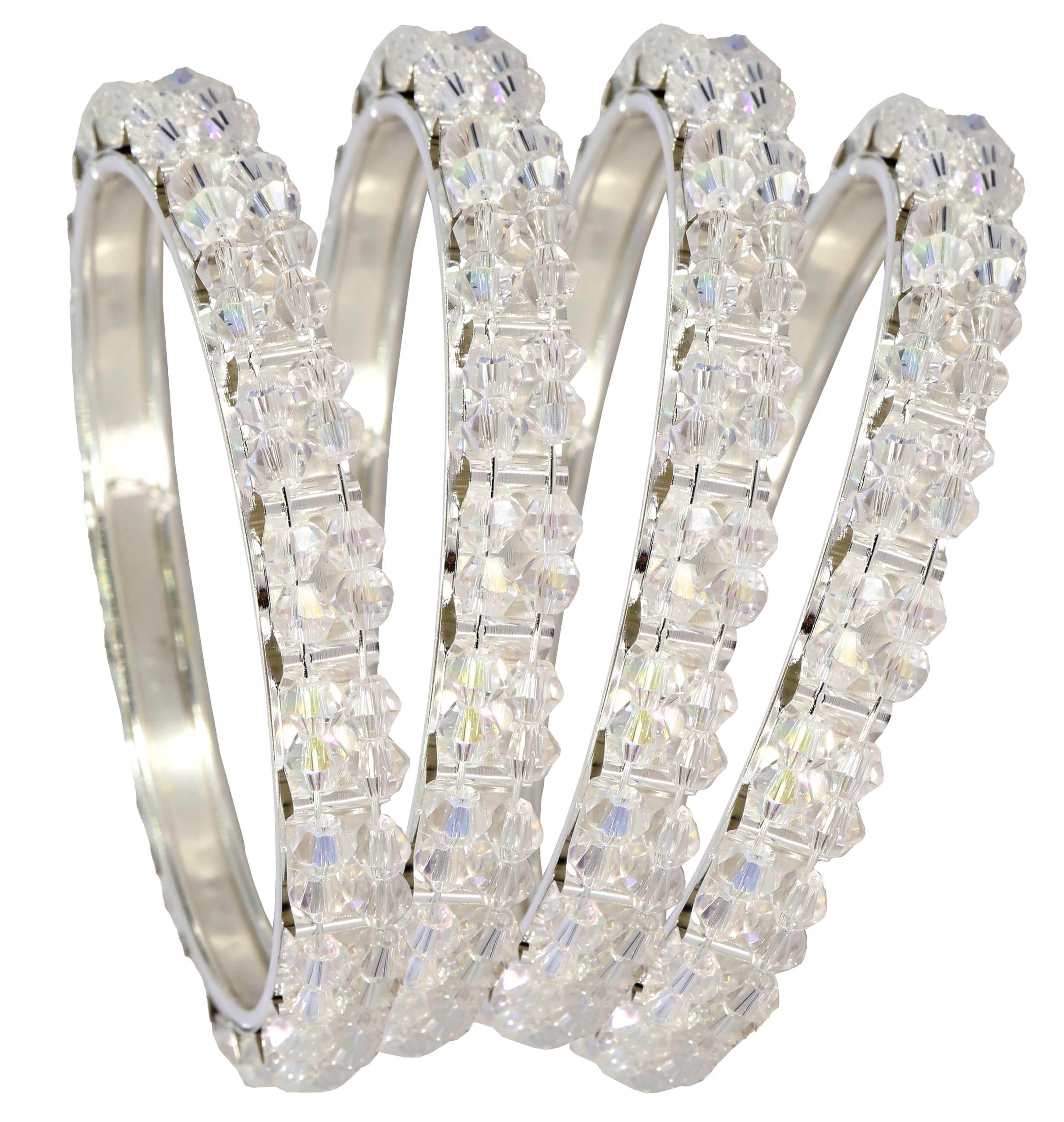 NMII Designer Pearls Bangles Kada Set For Women & Girls | Traditional, Party, Wedding, Occasion Bangles | Trending Fancy Bangles Bracelet | Stylish Kada Set For Girls- Pack of 4-(MAH61-Silver-2.6) (B0CTHDG81J) Amazon Price History, Amazon Price Tracker