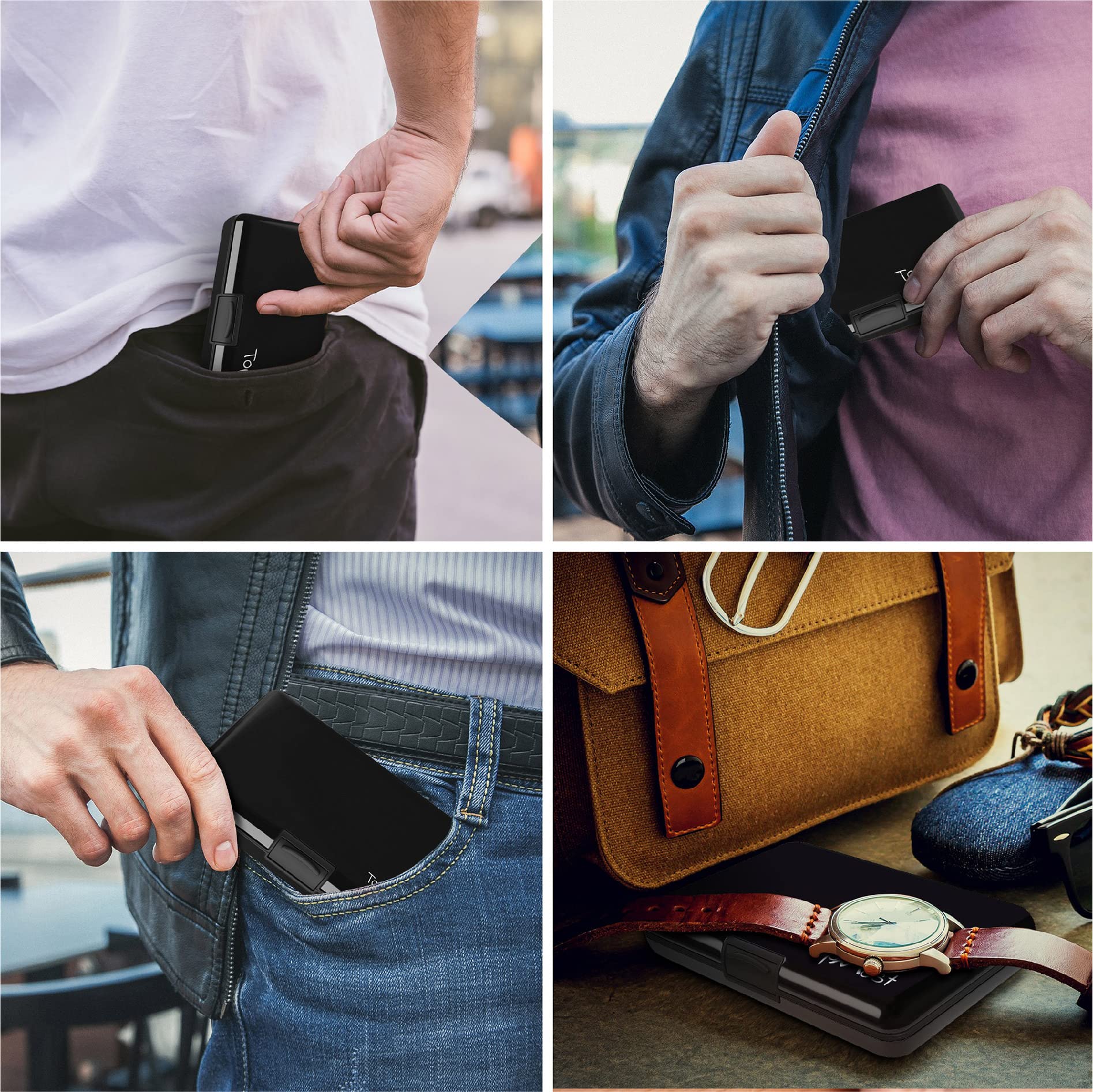 TopMost Étui en Aluminium pour Cartes de crédit avec Protection RFID, pour Hommes et Femmes. Portefeuille Slim pour 12 Cartes et Billets, Anti-vol de données, Support Compact.