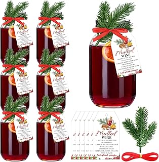 Honeydak 6 Set Mason Jars Kit for Mulled Wine Spice Wine Lovers Gift with Cards and Ribbon Christmas Cooking Gift Set Simm...