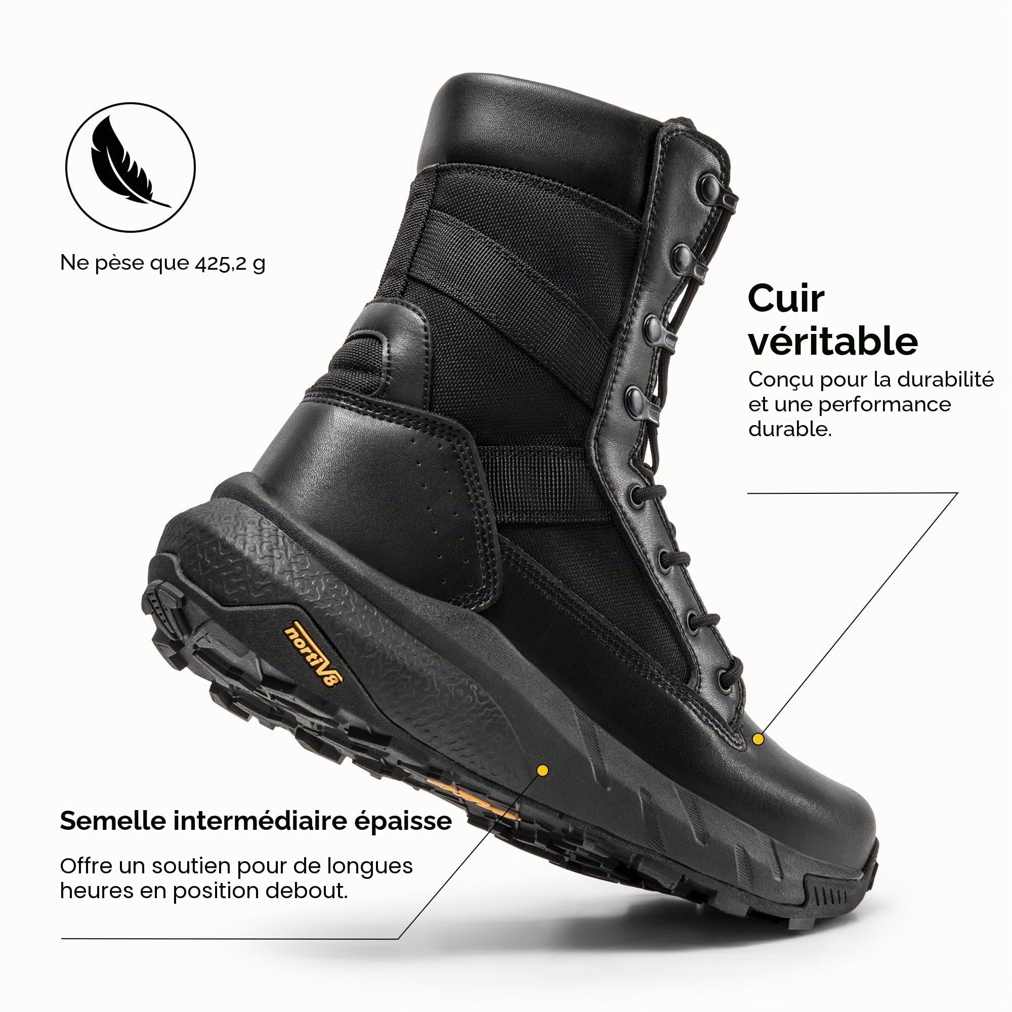 NORTIV 8 Bottes Militaires pour Hommes Bottines Tactiques Bottes de Combat Antidérapantes