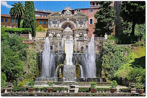 Italia Villa d'Este Tivoli - Rompecabezas de 1000 piezas de recuerdo de viaje de madera