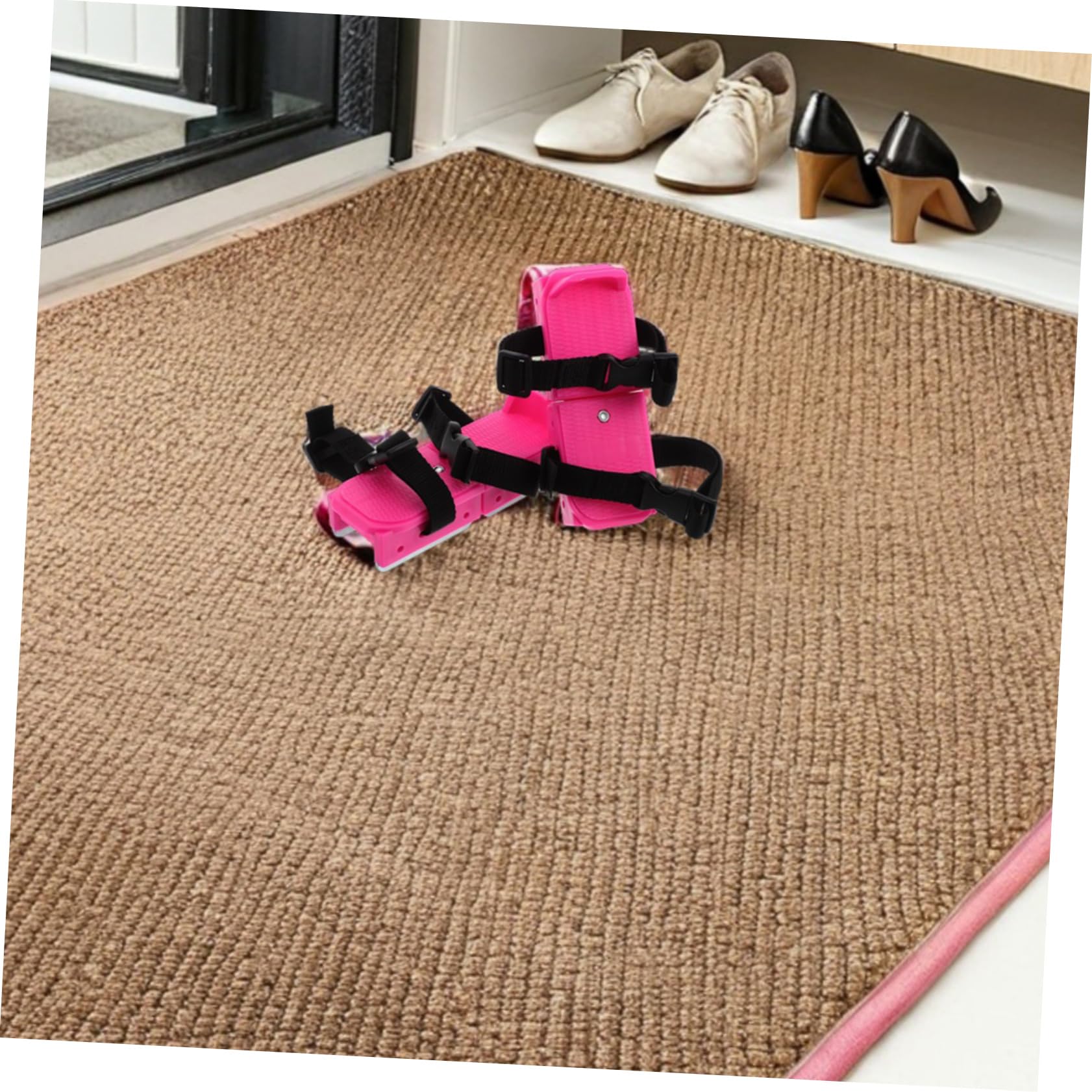 BESTonZON Scarpe da Pattinaggio sul Ghiaccio Colore Rosa per Bambini Principianti Regolabili Design Facile Pp e Metallo, Adatte per Terreni Innevati e Piste di Ghiaccio