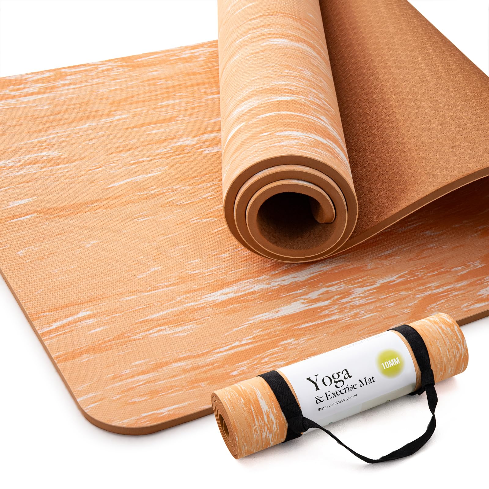 Marjar Yogamatte Rutschfest Gymnastikmatte TPE Fitnessmatte für Yoga Übungsmatte mit Tragegurt Sportmatte 183 cm x 61 cm x 0.6/0.8 / 1cm