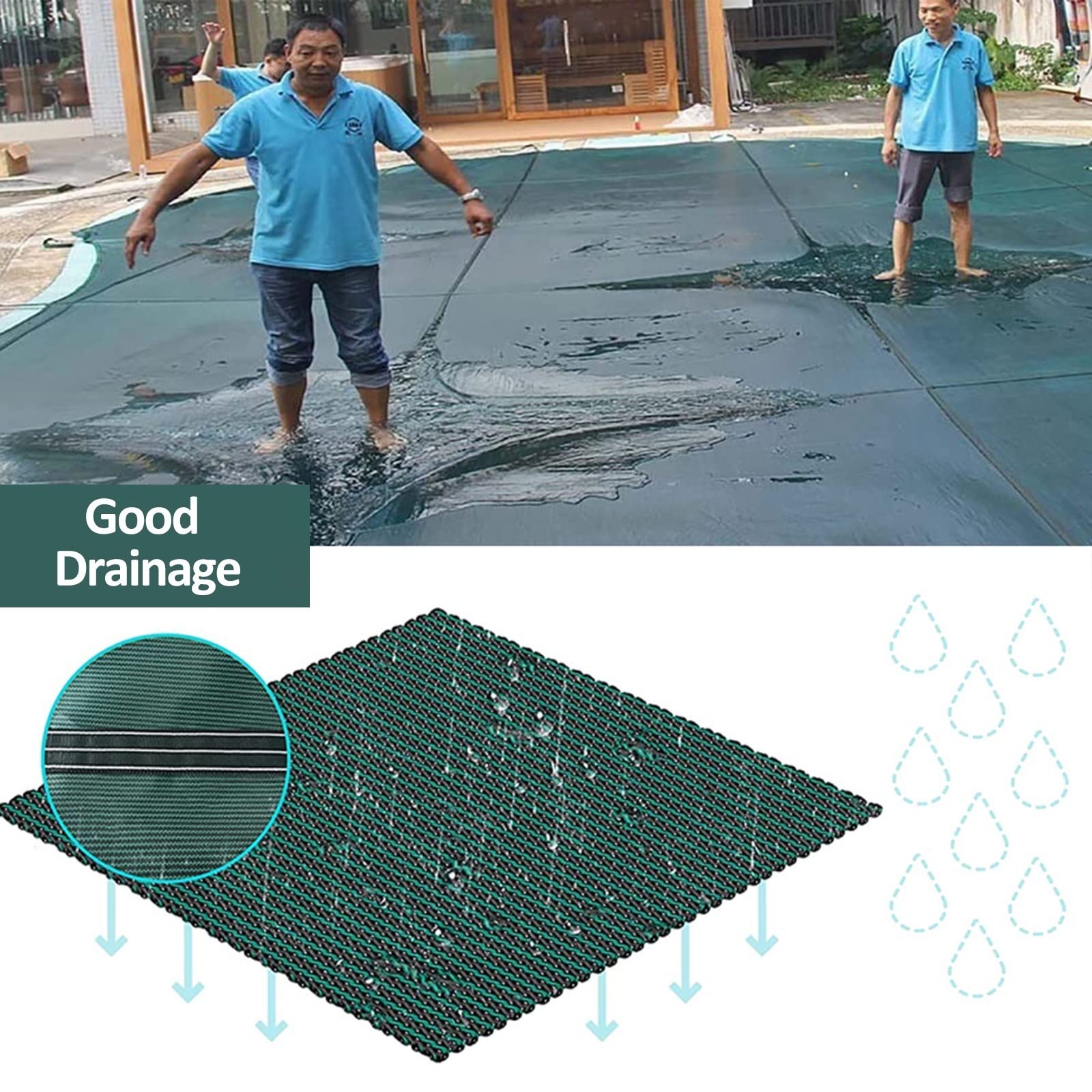 Bâche de sécurité durable pour animaux de compagnie et enfants, protection en maille robuste qui empêche les feuilles et les débris, supporte jusqu'à 200 kg