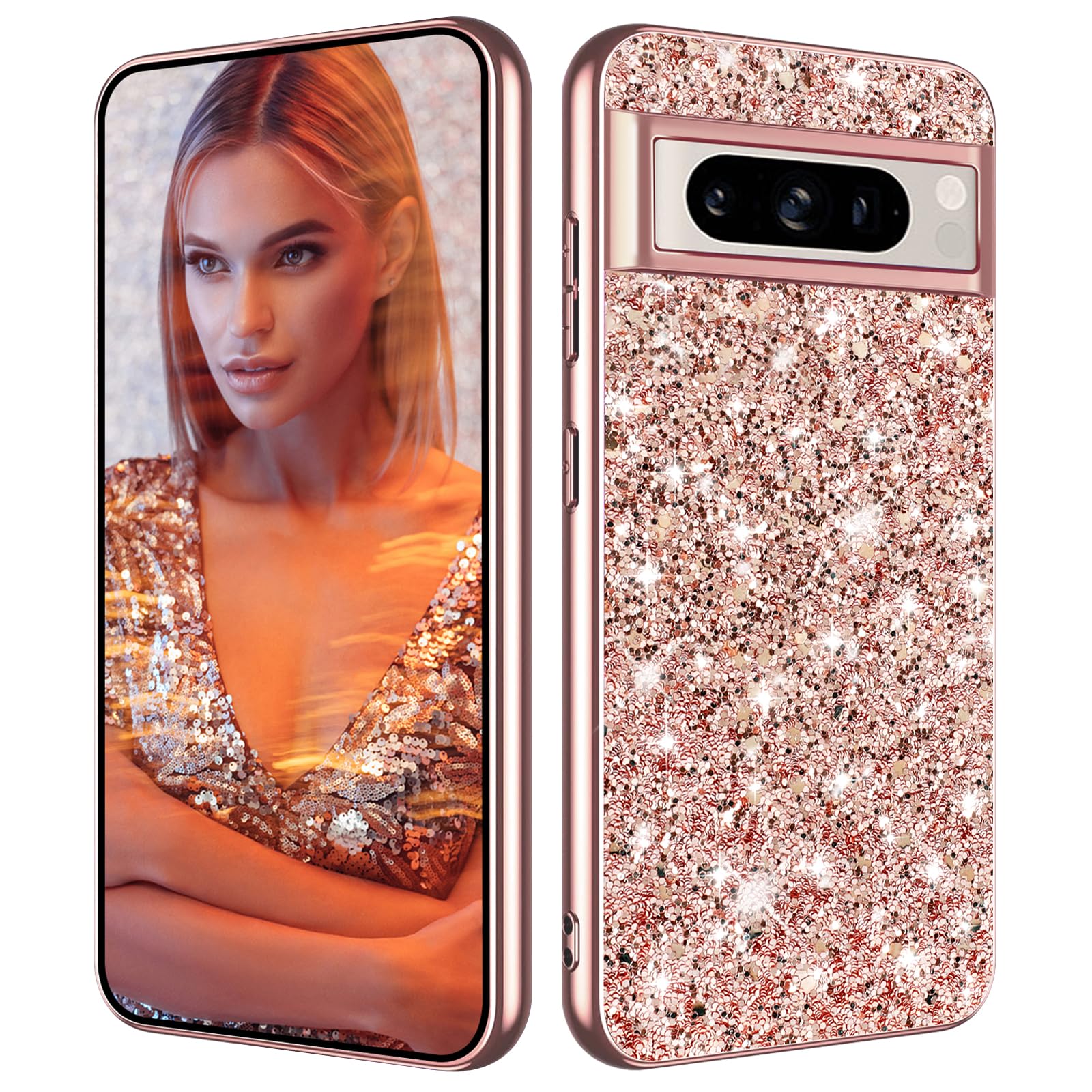 Glitter Case for Google Pixel 9 Pro XL Phone Case for Women Girls, Slim Ultra Thin Matte Back Shockproof Protective Cover for Google Pixel 9 Pro XL 5G