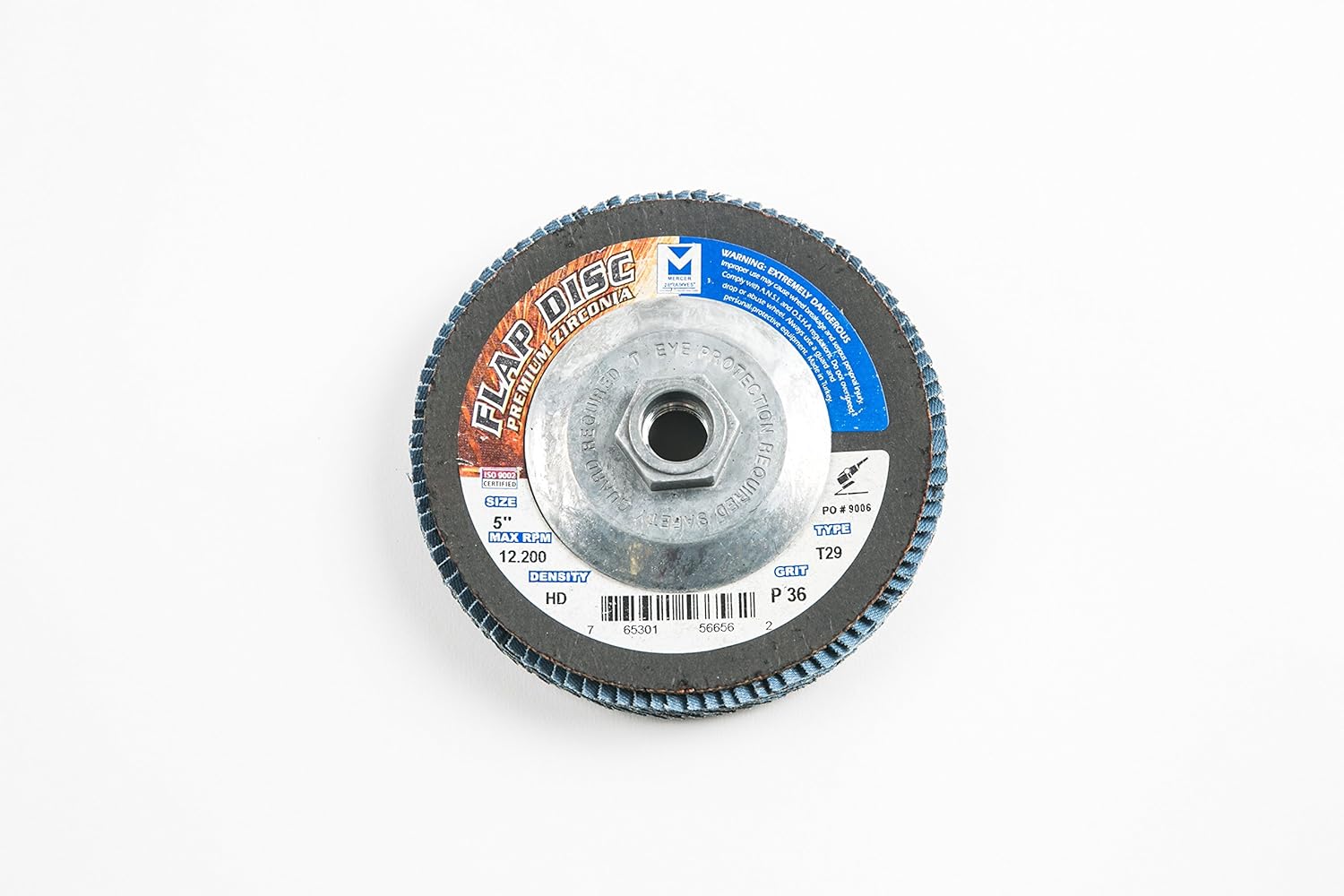 Mercer Industries 333H036 Zirconia Flap Disc, High Density, Type 29, 7 x 5/8-11, Grit 36, 10 Pack