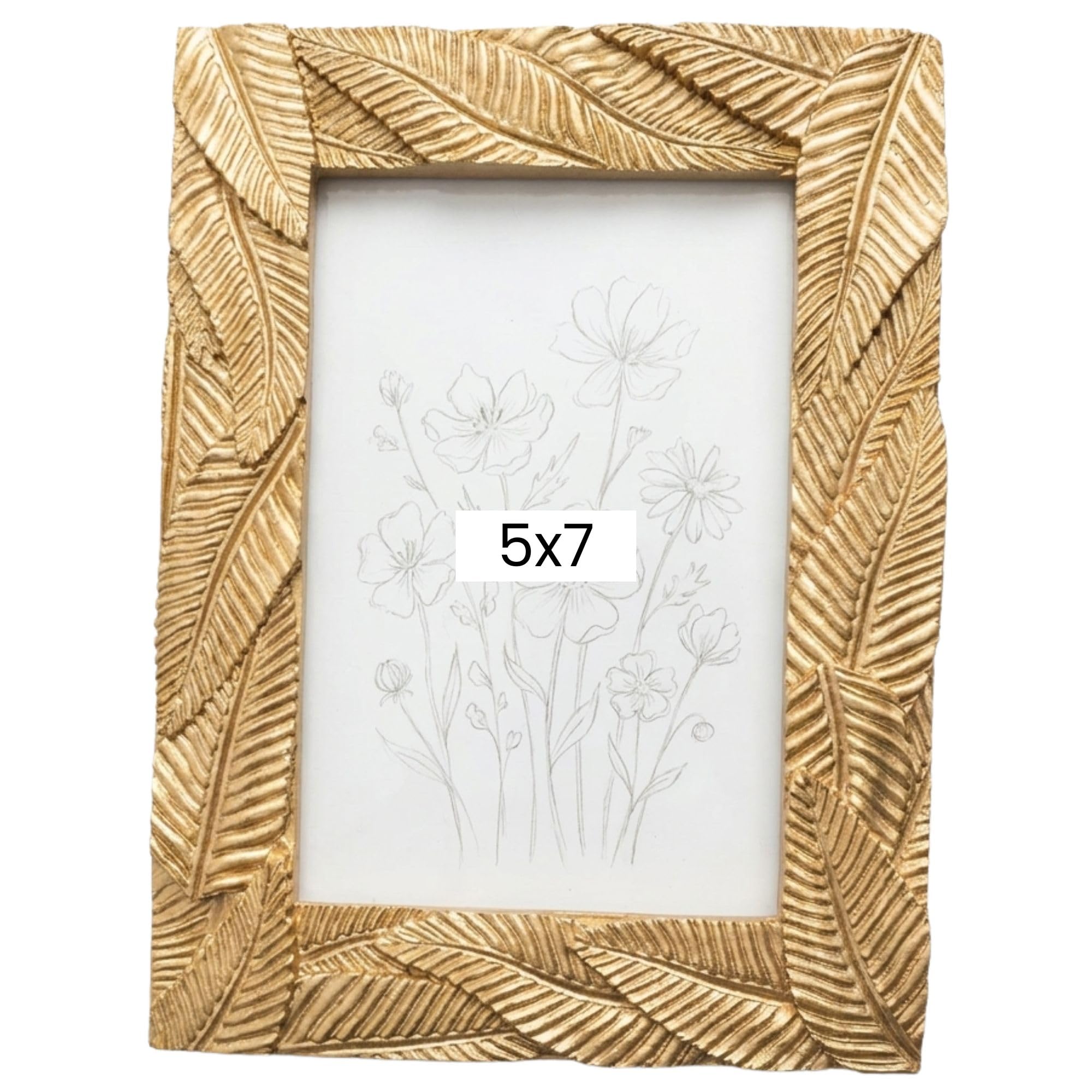 Concepts Pack of 1-5x7 Leaf Overlap Resin Photo Frame | Elegant Botanical Decorative Frame for Living Room, Bedroom & Office