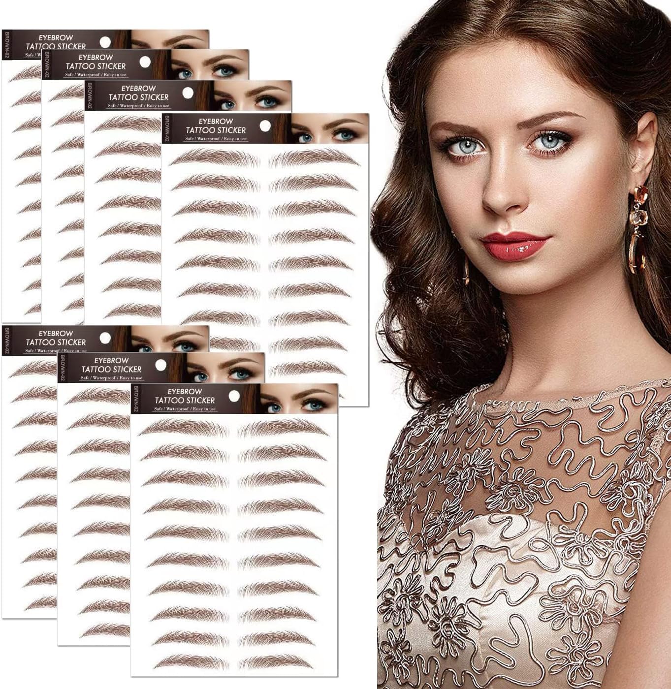 77Pairs 4D Hair-Like Eyebrow Tattoo Stickers Waterproof Natural Fake Eyebrow Stickers,Long Lasting Eyebrow Grooming Shaping Perfect for Women and