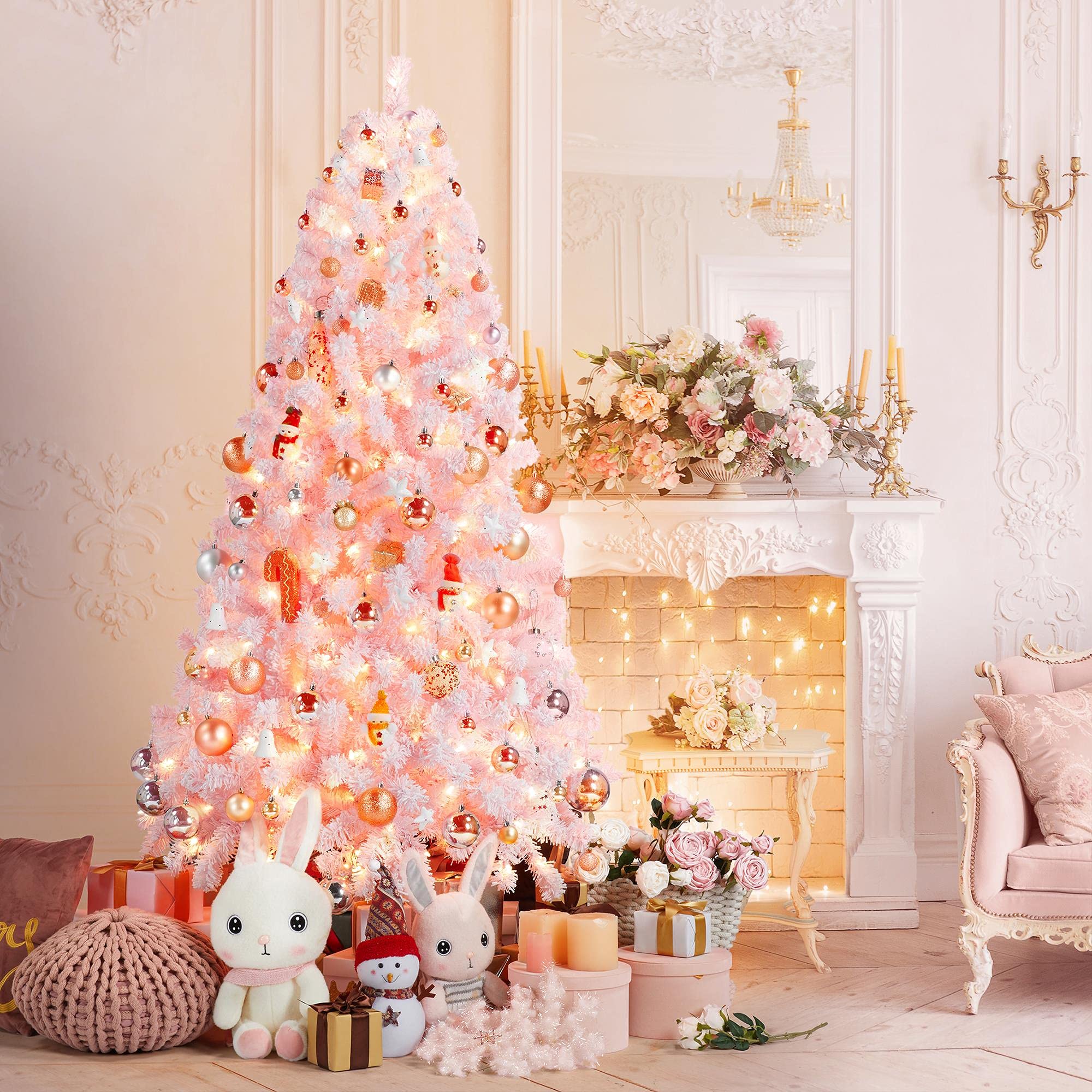 Yaheetech 6ft Pre-Lit Artificial Christmas Tree With 400 Warm Lights ...