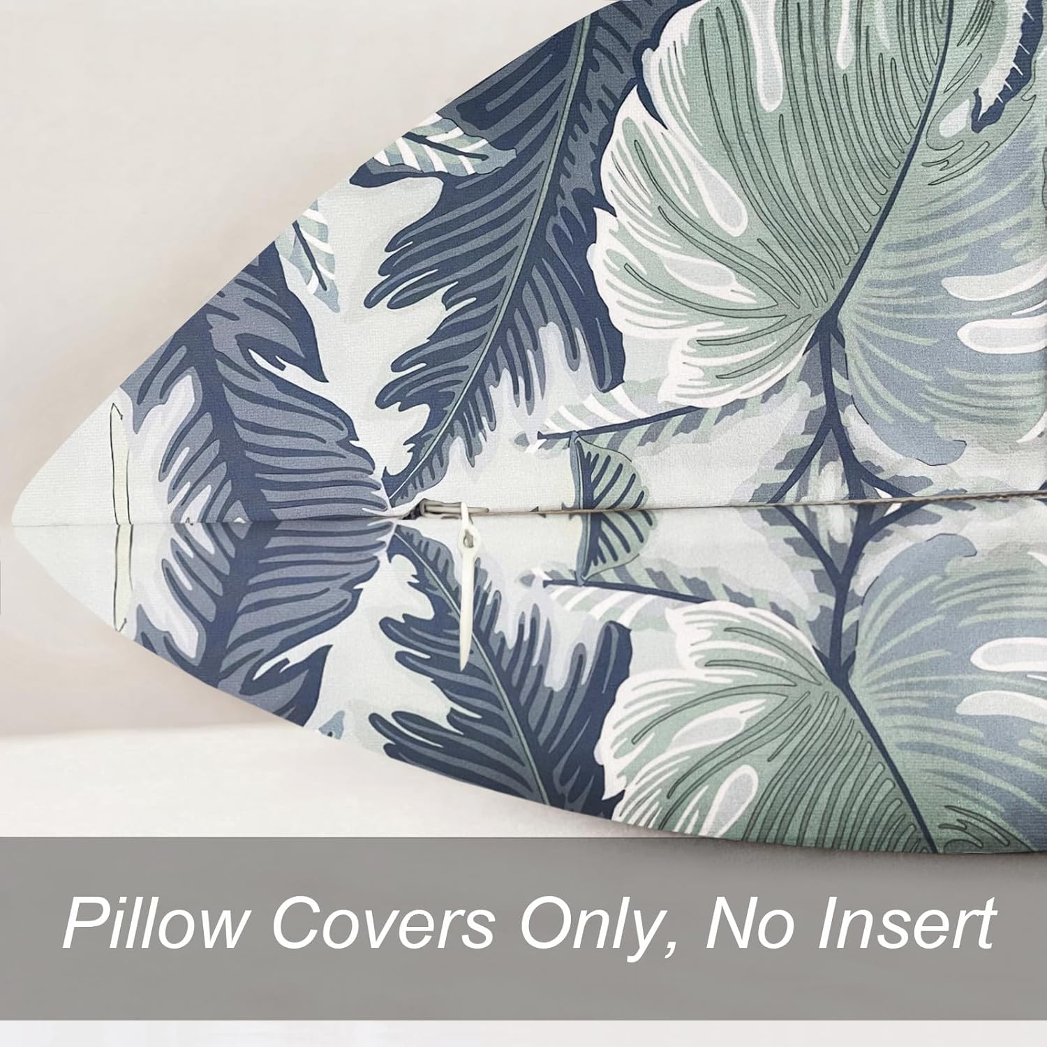 18x18 inch Decorative Throw Pillow Covers Set of 2, Super Soft Blue Green Large Leaves Farmhouse Pillow Cases Outdoor Pillow Covers for Couch Sofa Bed Living Room Home Decor Cushion Covers - Image 6