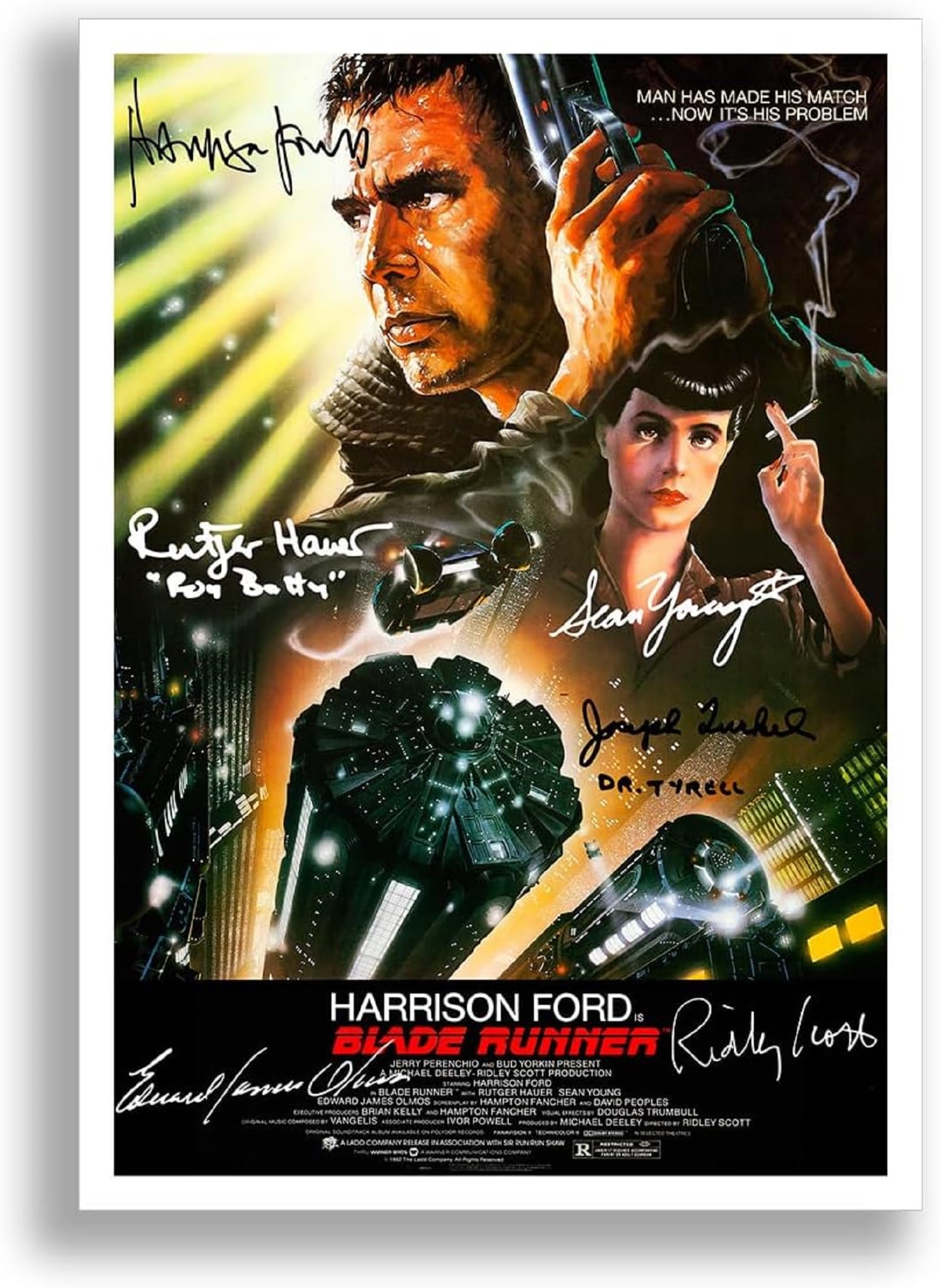 Mounted Gifts A3 Poster Only Blade Runner Cast Signed A4 Poster Photo Print Framed Autograph Gift Movie Film Harrison Ford Rutger Hauer (A3 Poster Only)