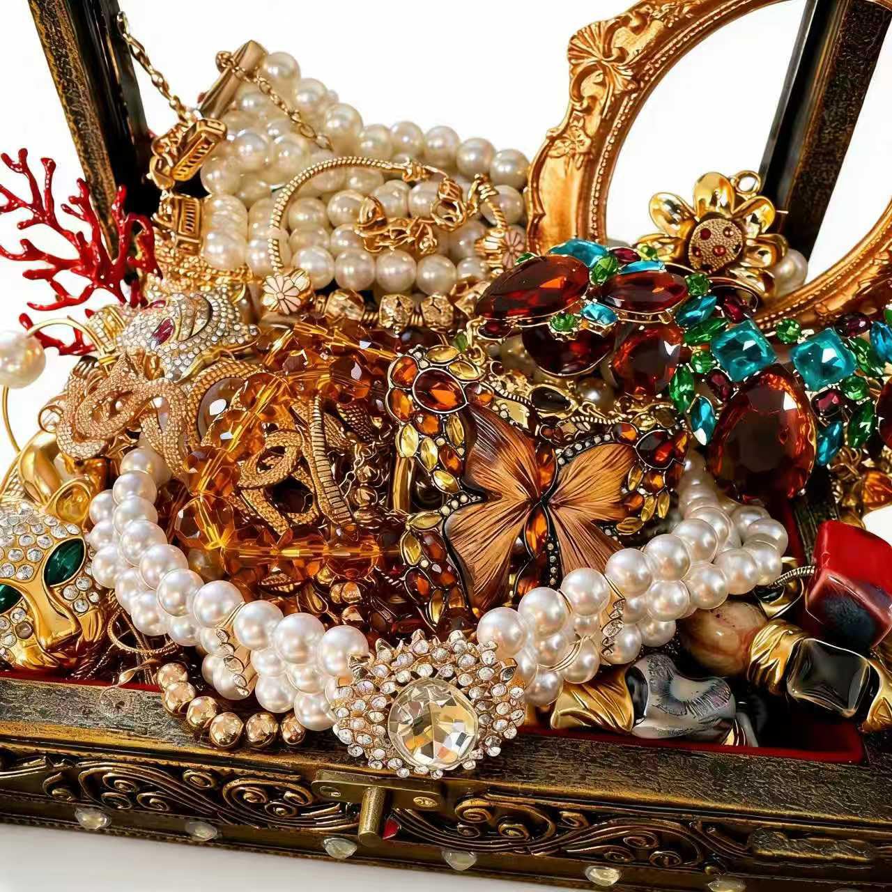 Mystery Jewelry Jar Bundle, boîte à bijoux vintage, boîte surprise pour femme, bagues de style hippie, bohème, collier, bracelet, boucles d'oreilles, pince à cheveux