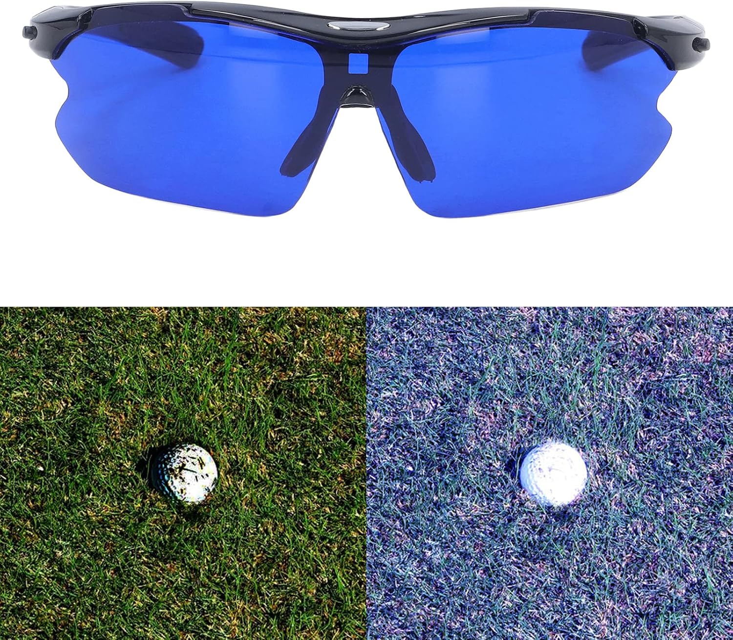 Blue Lens Golf Ball Finder Glasses, with UV Protection, for Golfers Finding White Golf Balls, Sporty Golf Sunglasses Locating Eyewear for Outdoor Course, Sunny Days