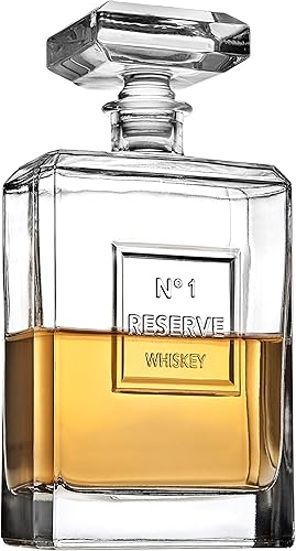 Godinger Decantador de whisky, decantador de licor, para licor, whisky, cócteles y bourbon - 40 onzas, colección Reserve