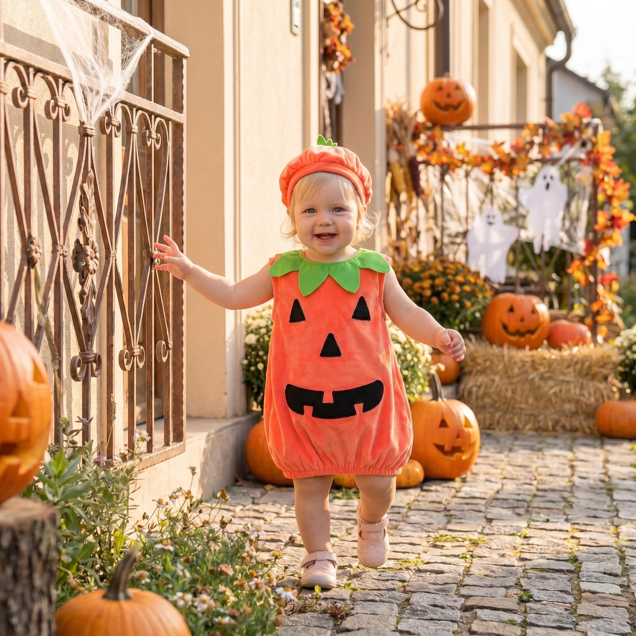 Carolilly Costume Halloween Bébé Unisexe Ensemble Citrouille