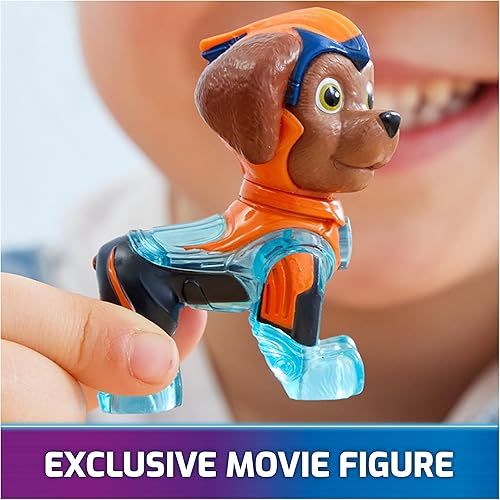 Vista 30 de Paw Patrol: The Mighty Movie, camión reciclador de basura de juguete con figura de acción Rocky Mighty Pups, luces y sonidos, juguetes para niños