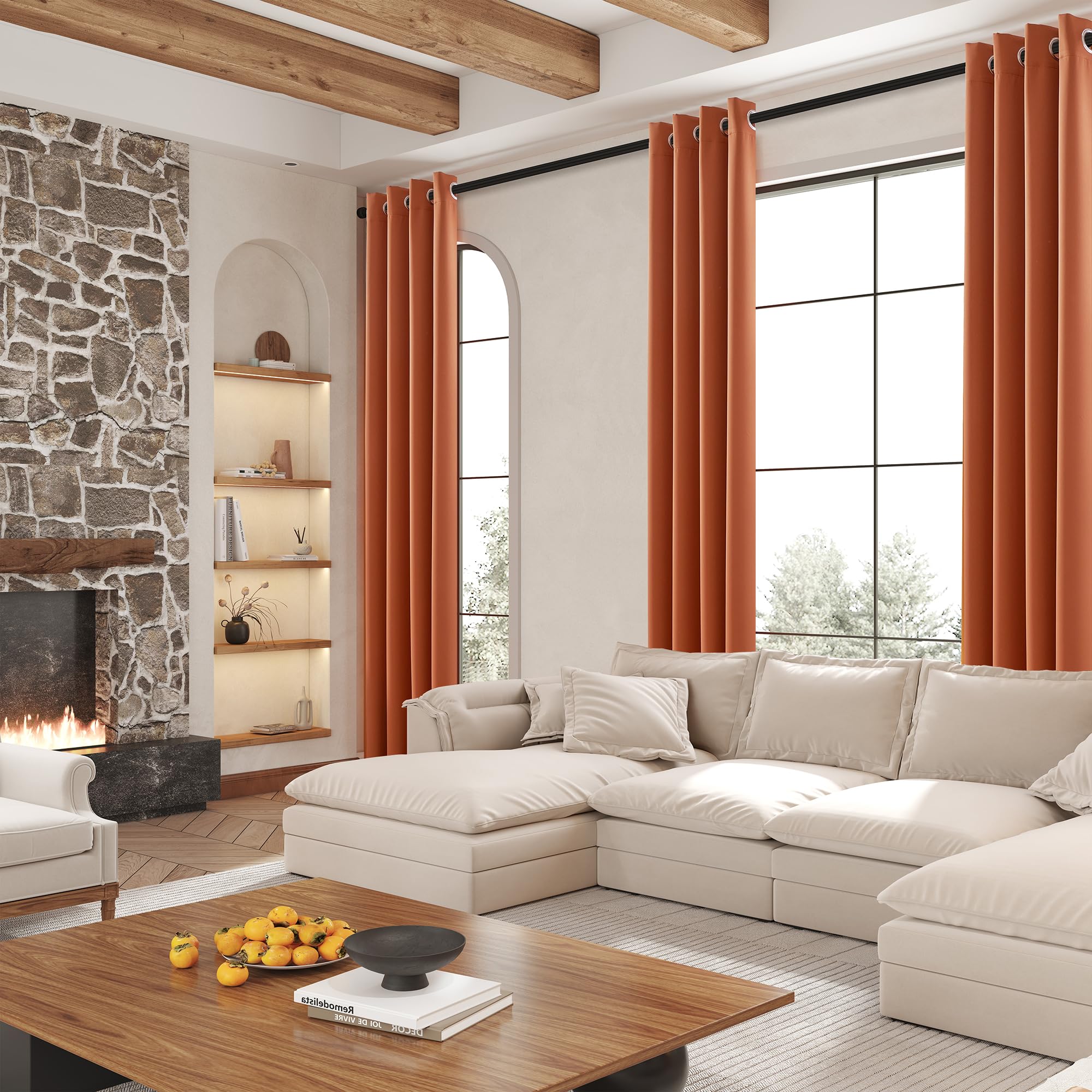 DUALIFE Blackout Curtain for Bedroom 52 x 84 Inch Length 2 Panels Thermal  Insulated Room Darkening 70s Curtains for Living Room Grommet Top, Orange  Ochre,Burnt Orange – BigaMart, image size:2000x2000