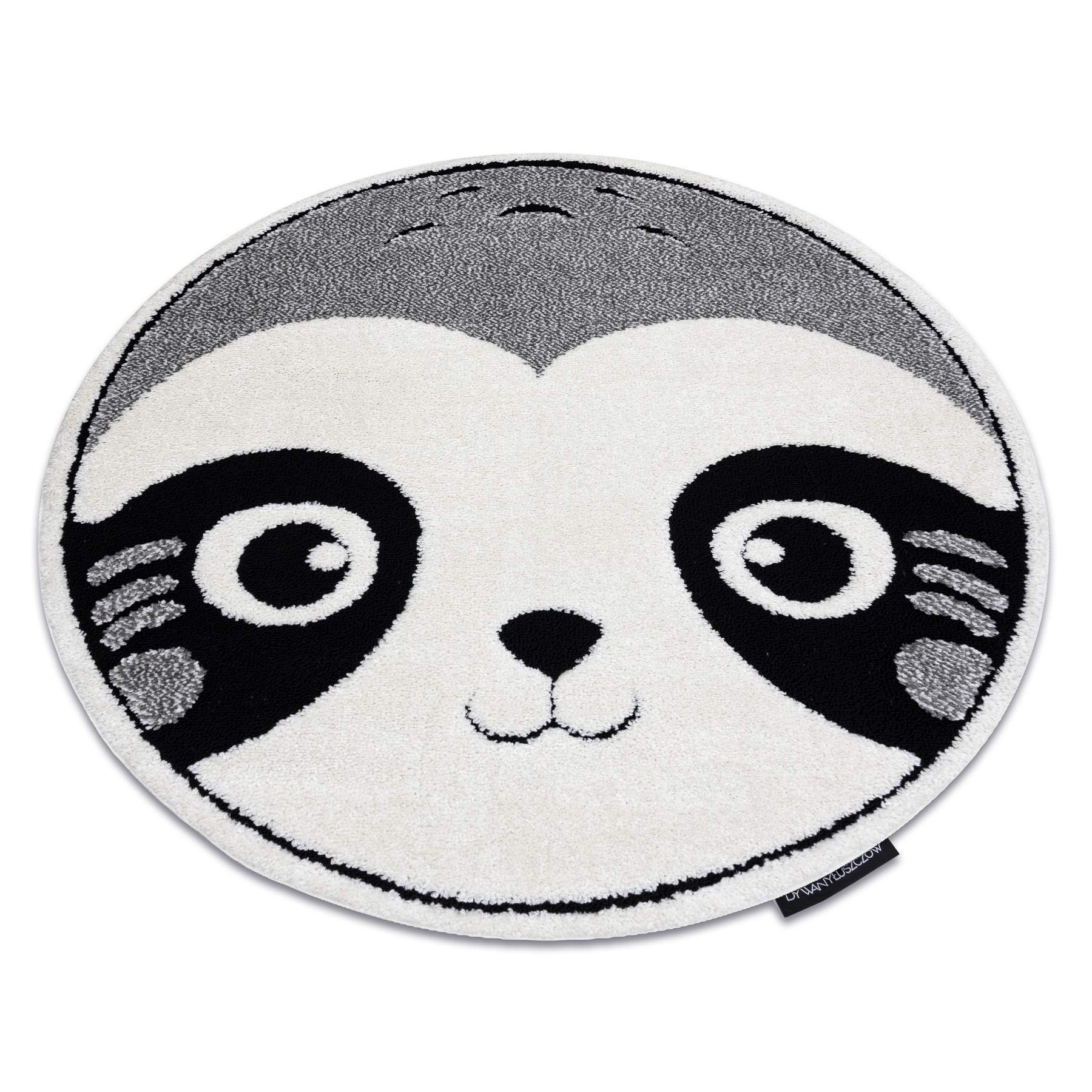 Tapis de jeux Joy Panda pour chambre de bébé en tissu polaire gris crème rond 160 cm