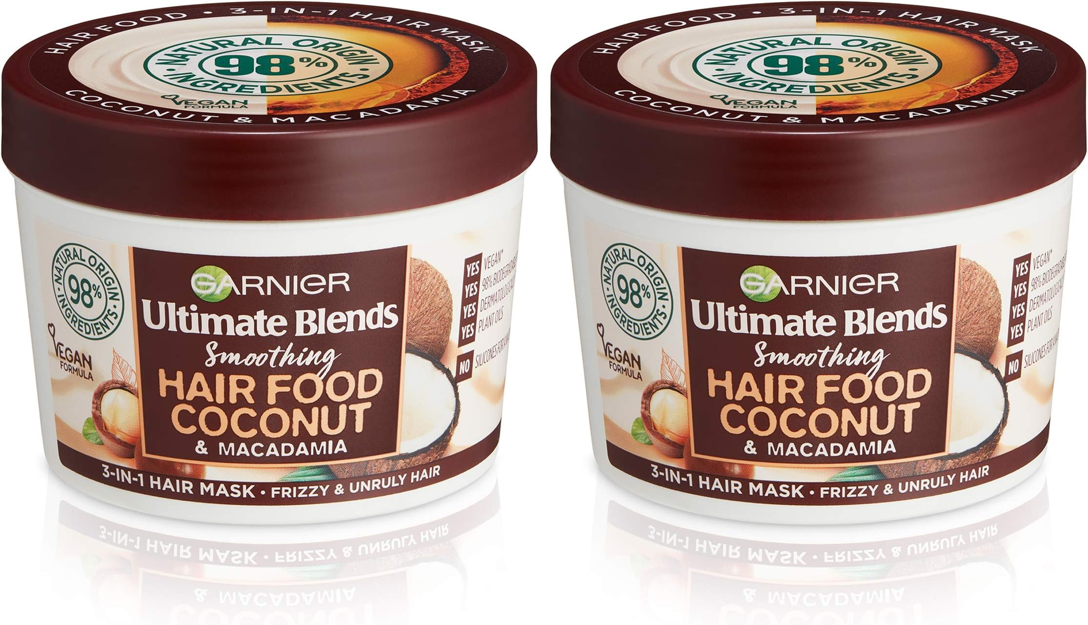 GarnierUltimate Blends Hair Food Coconut Oil 3-in-1 Frizzy Hair Mask Treatment 390ml Dual Pack