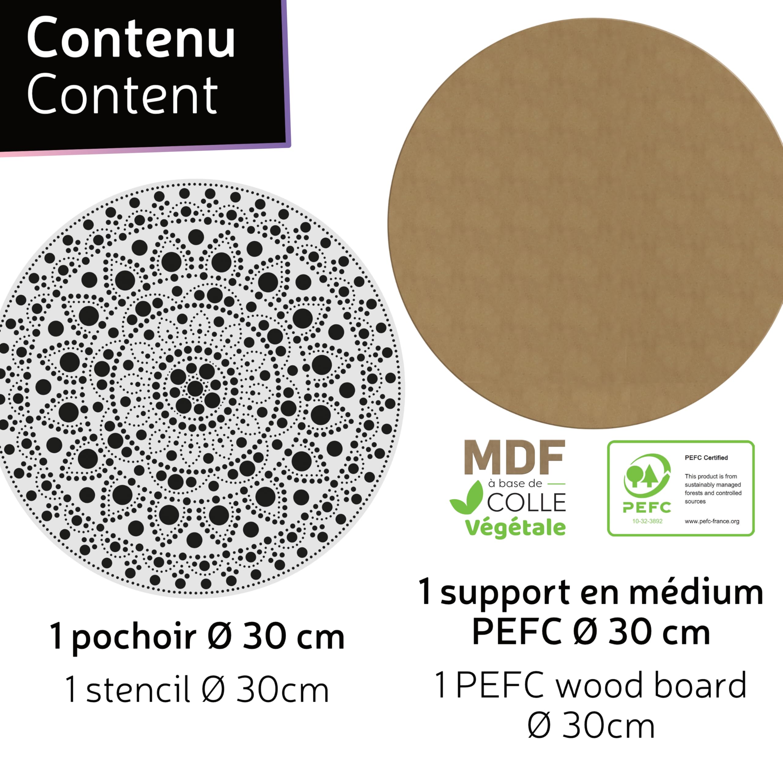 Aladine 85505 - Kit de mandala, 30 cm, diseño de mandala y soporte de madera