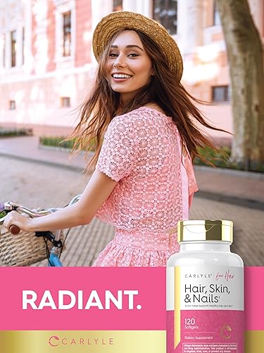 Miniatura 6 de Carlyle Vitamina para el cabello, la piel y las uñas, 120 cápsulas blandas, suplemento de fórmula de belleza, con biotina y colágeno, sin OMG, sin
