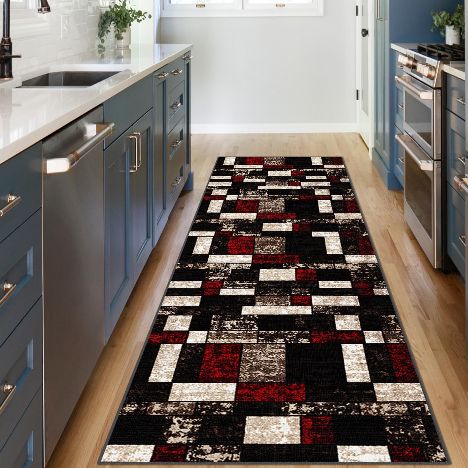 Tappeto lungo e stretto, antiscivolo, per soggiorno, morbido, a pelo corto, moderno, per cucina, sala da pranzo, tinta unita, 70 x 350 cm, design accogliente e imbottito