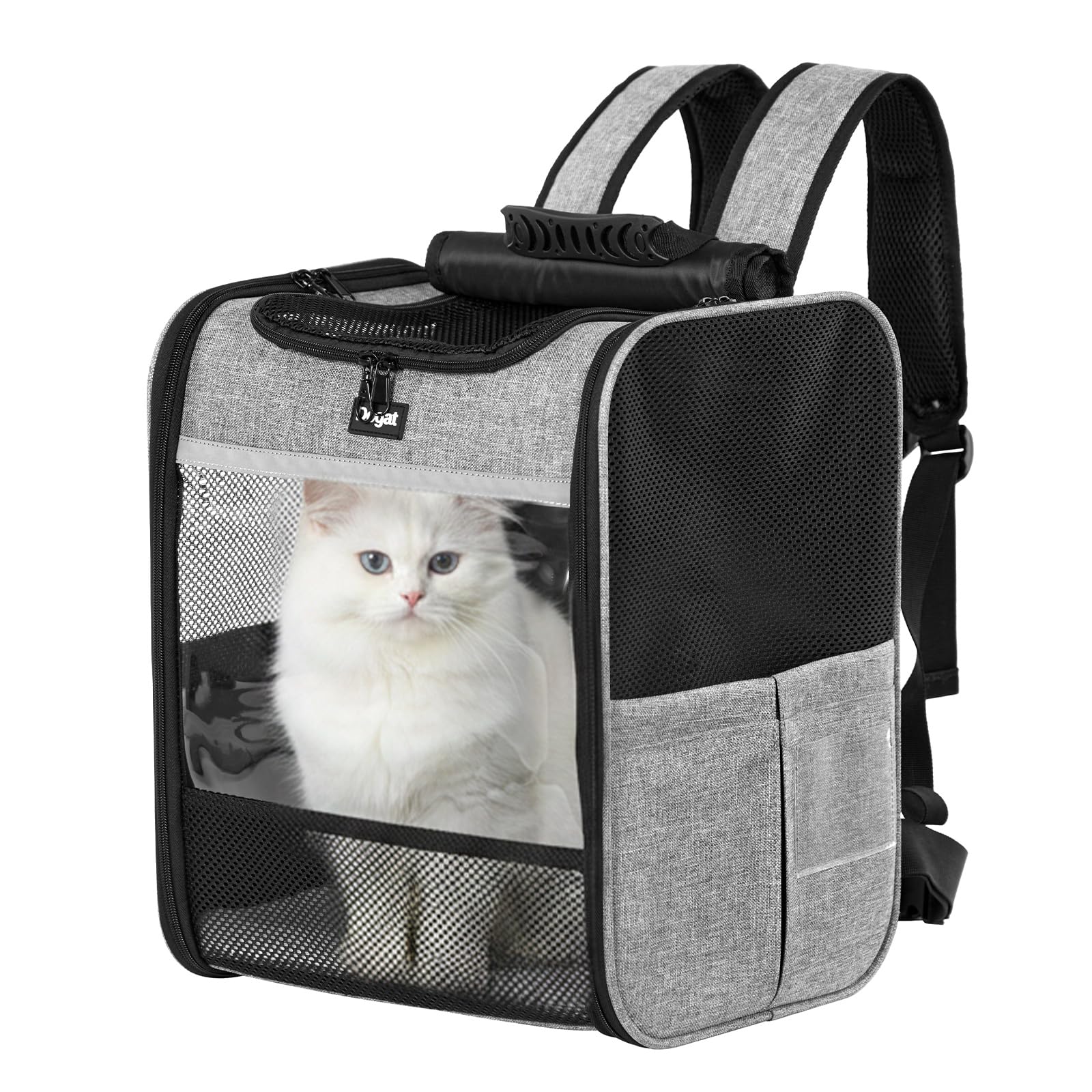 Sac à Dos de Transport pour Chat et Chiot, Sac à Dos de Transport, Camping, randonnée, Portable, Respirant pour Chats et Chiens de Taille Moyenne, Petite, Gris