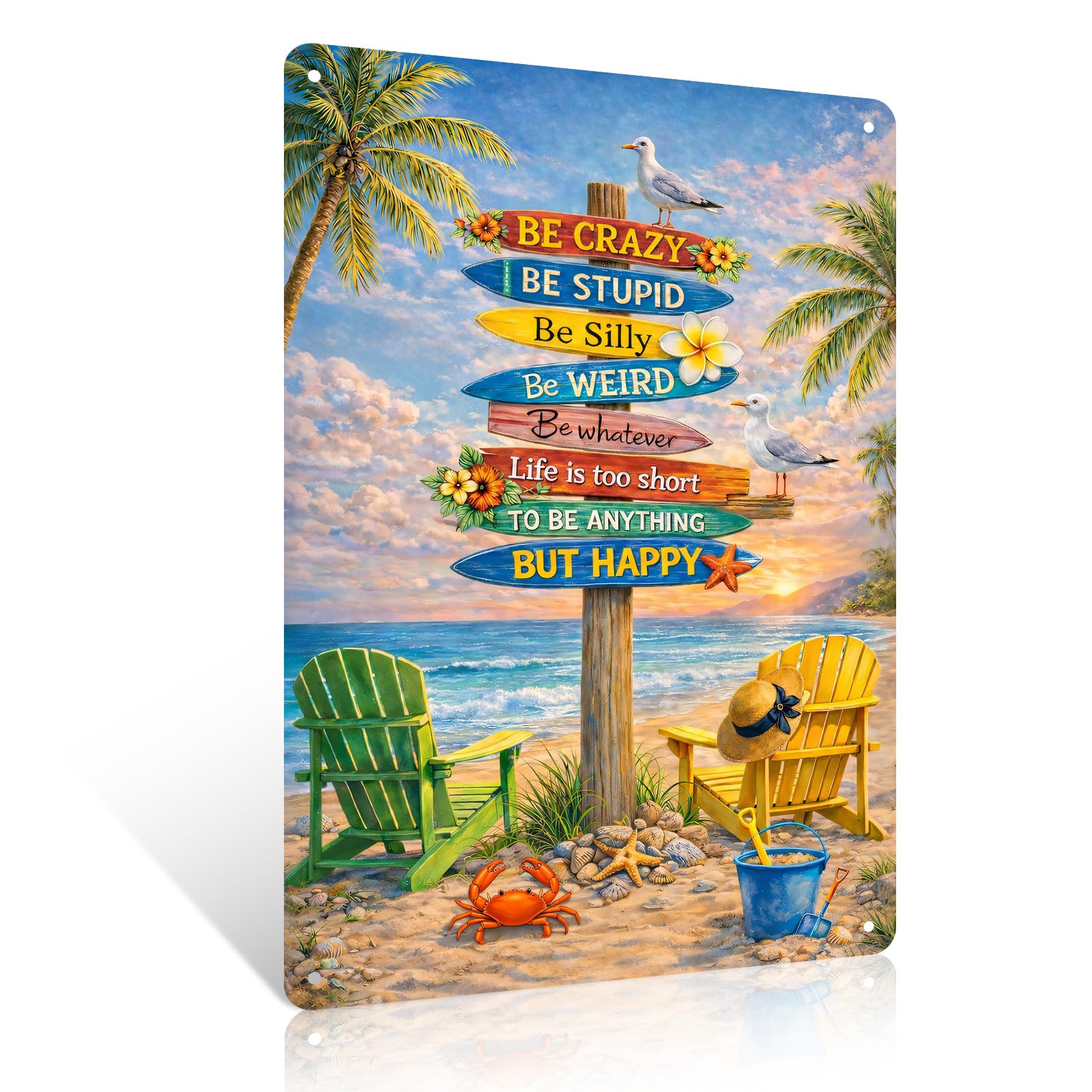 Ulord Beach life Funny Metal Signs 8x12 Inch Positive Quotes Wall Art